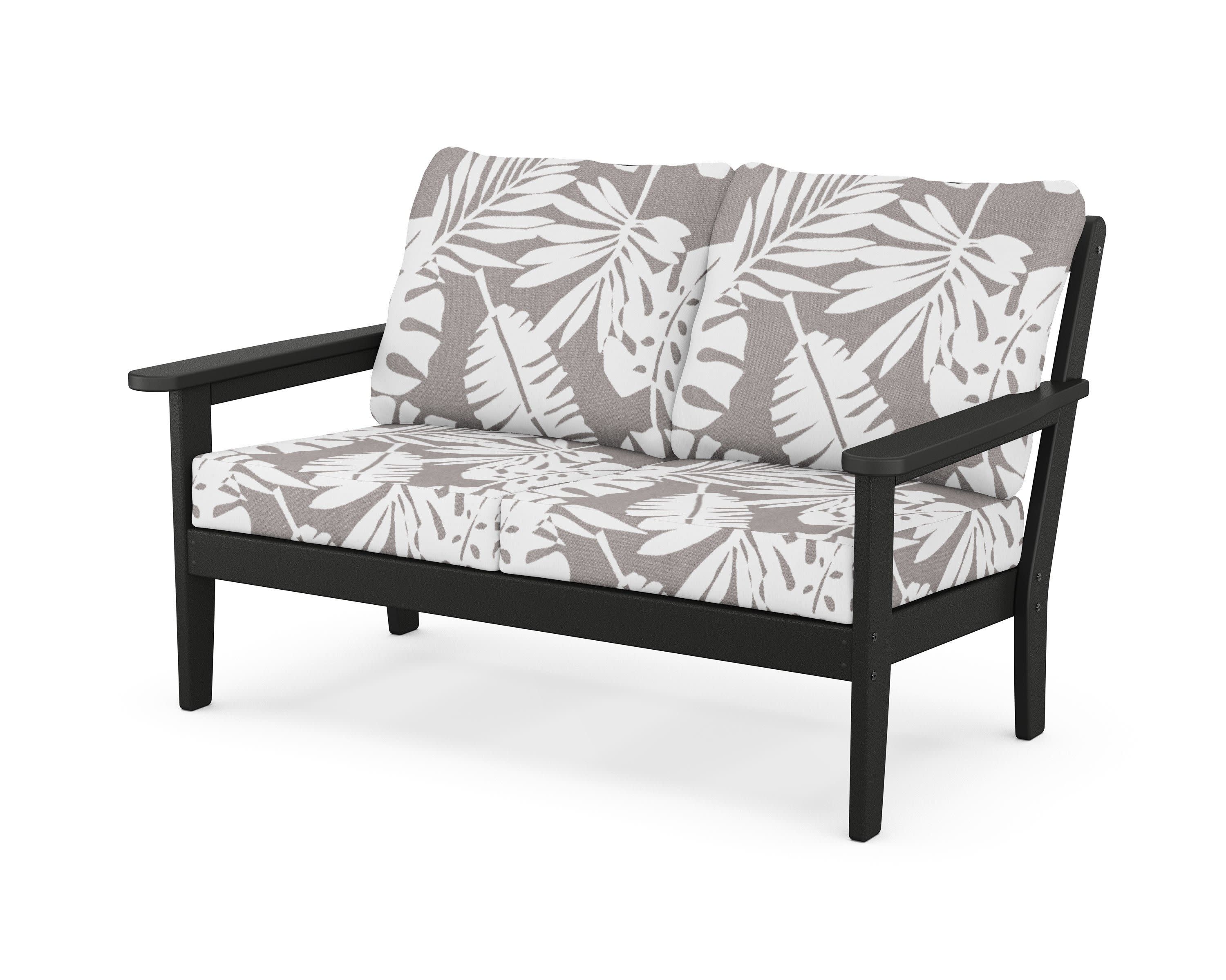 Cottage Deep Seating Loveseat in Black / Leaf Grey Mist