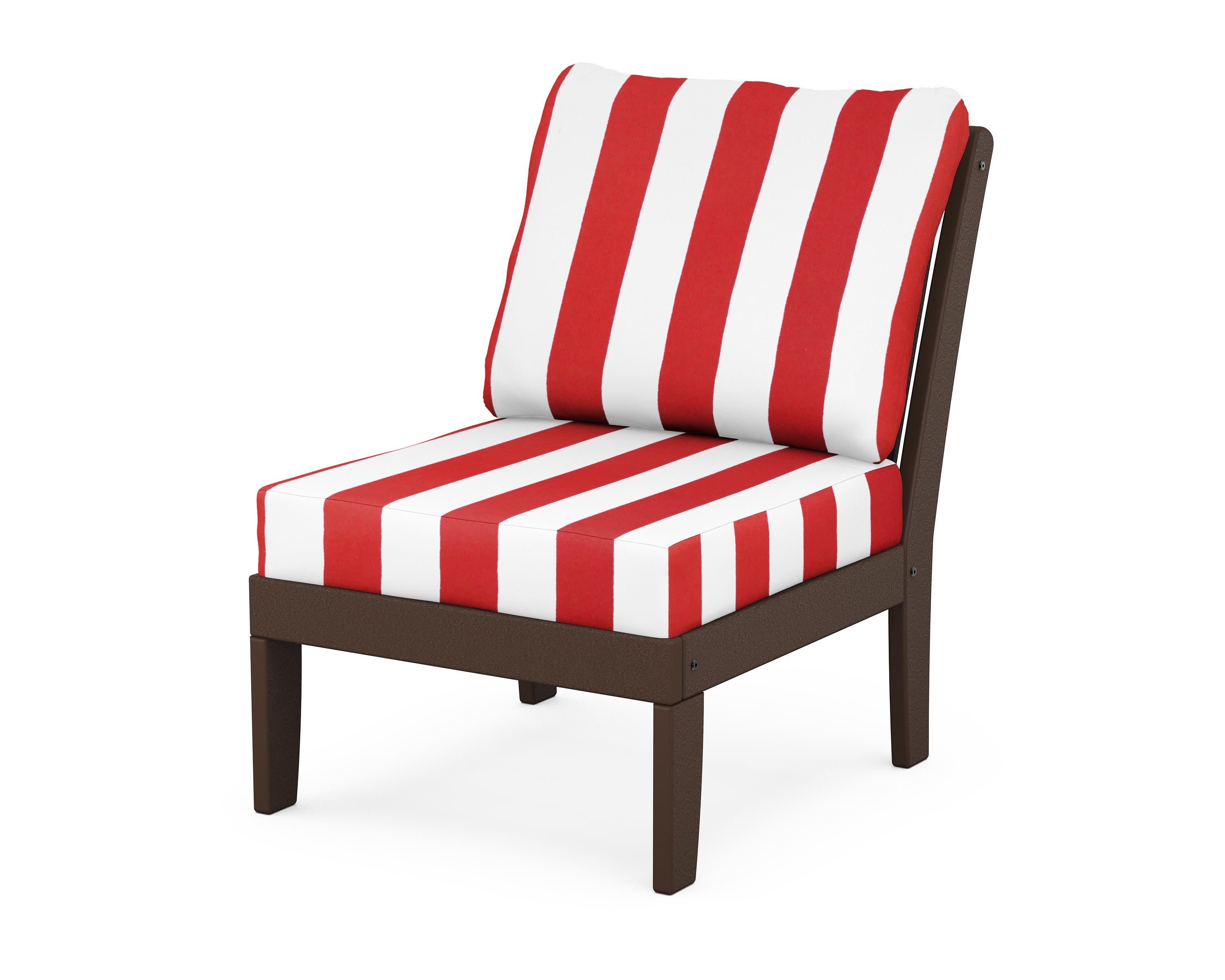 Braxton Modular Armless Chair in Mahogany / Cabana Stripe Crimson