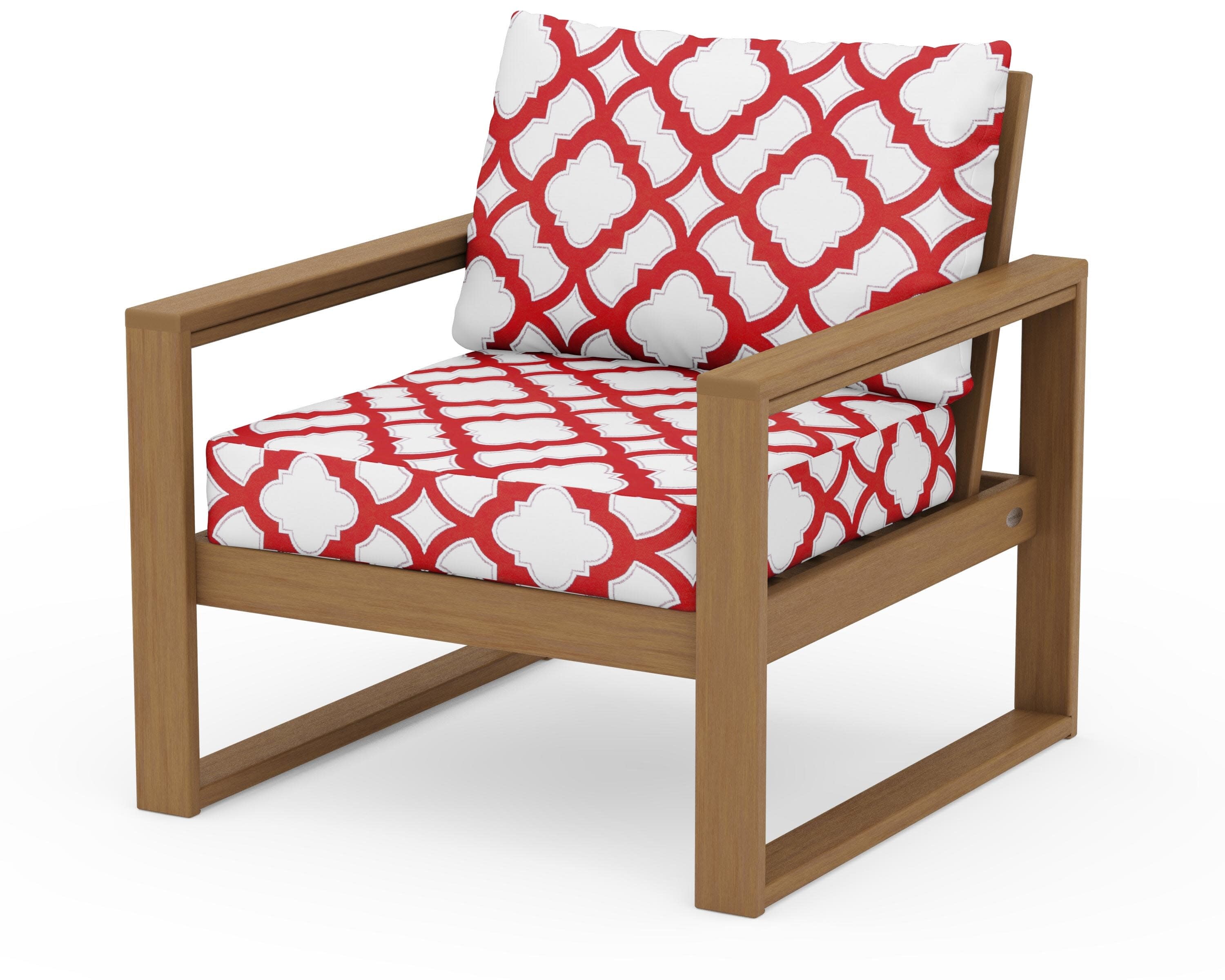 EDGE Club Chair in Natural / Trellis Crimson