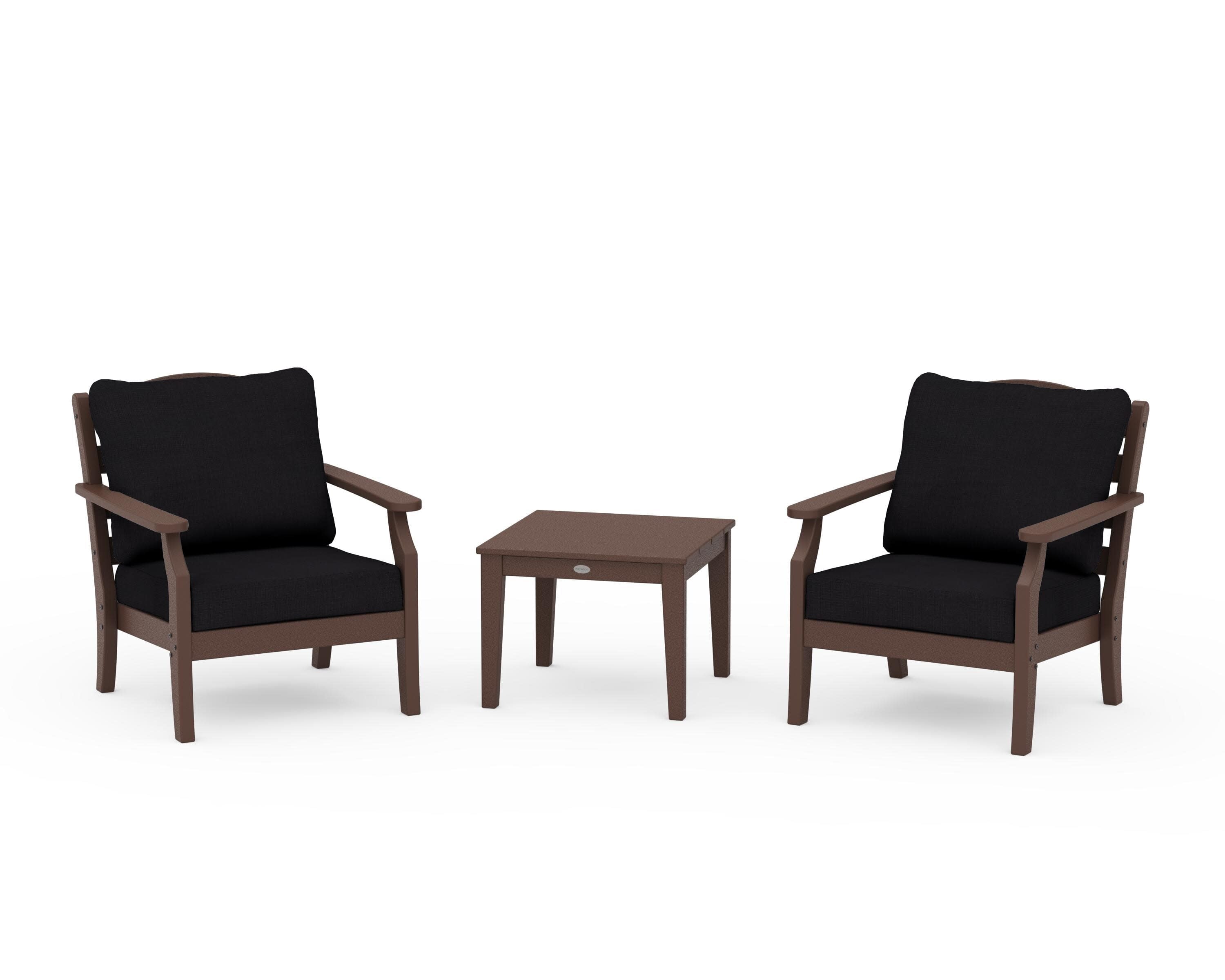 Savannah 3-Piece Deep Seating Set in Mahogany / Midnight Linen