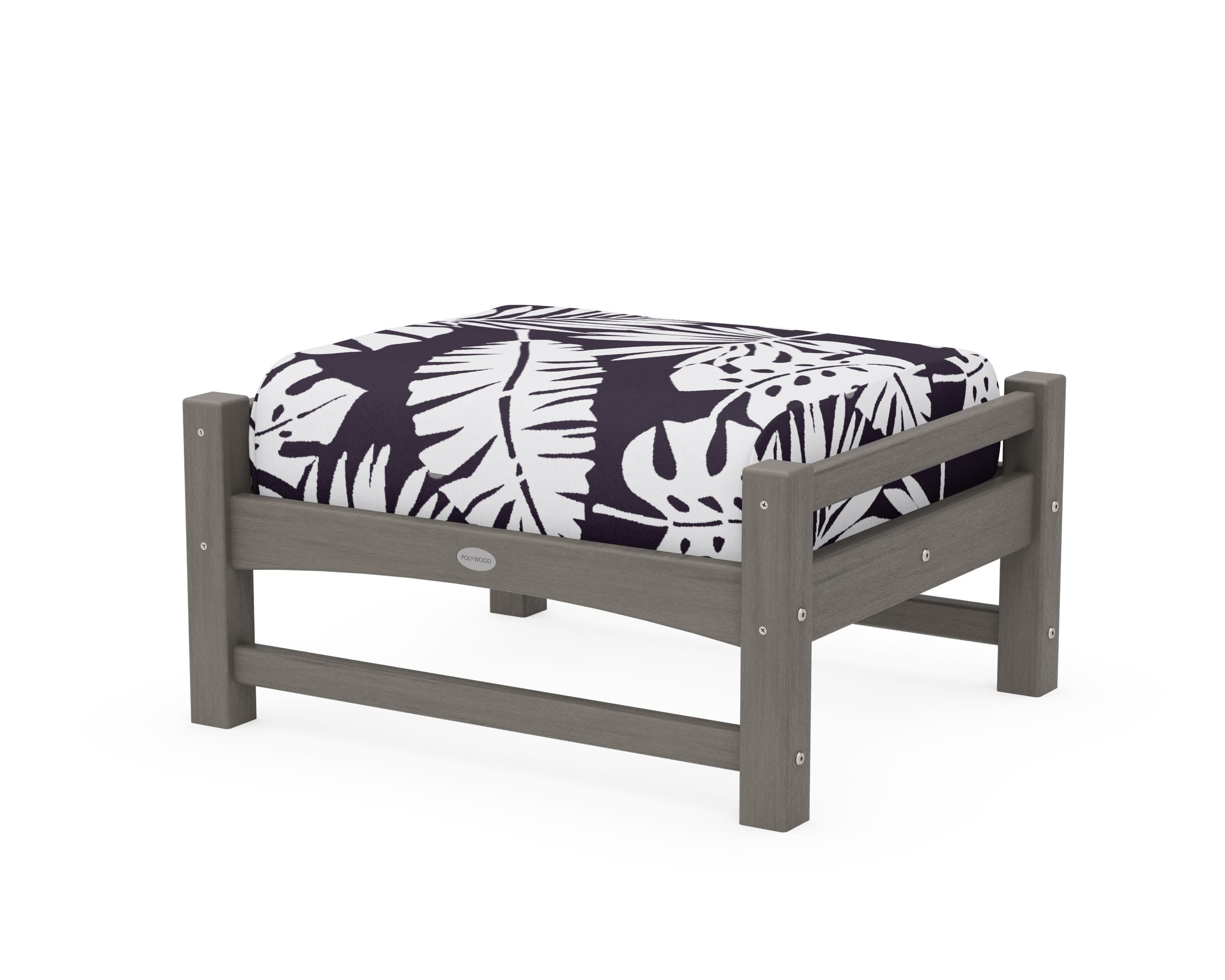Club Ottoman in Driftwood / Leaf Navy