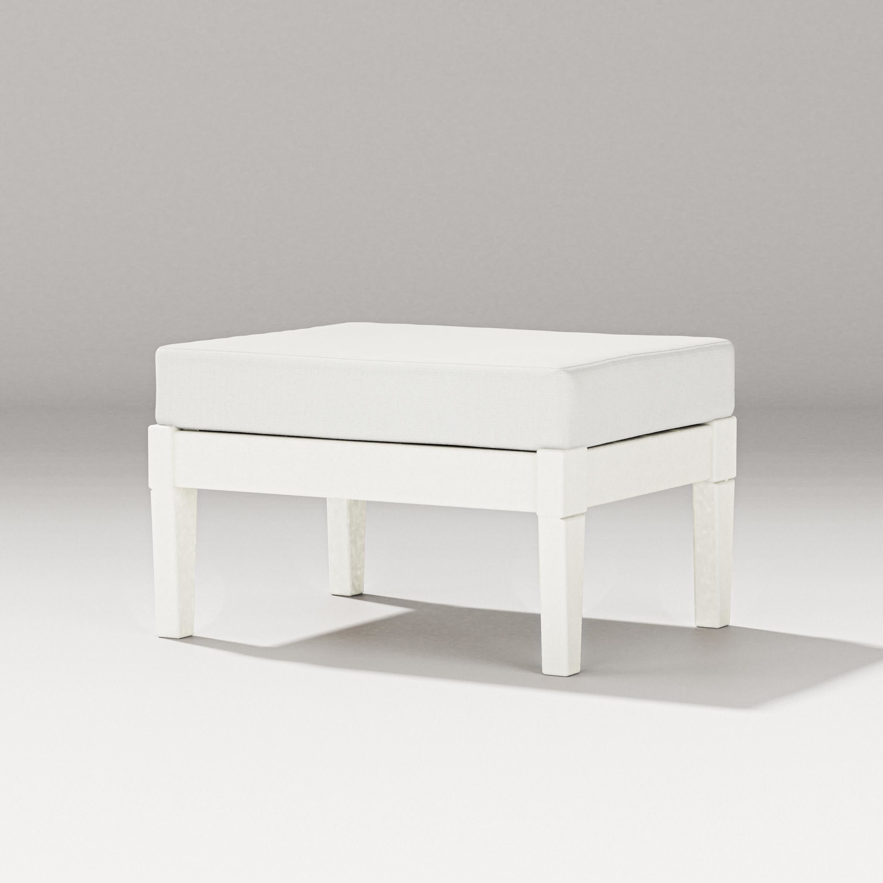 Estate Lounge Ottoman in Vintage White / Natural Linen