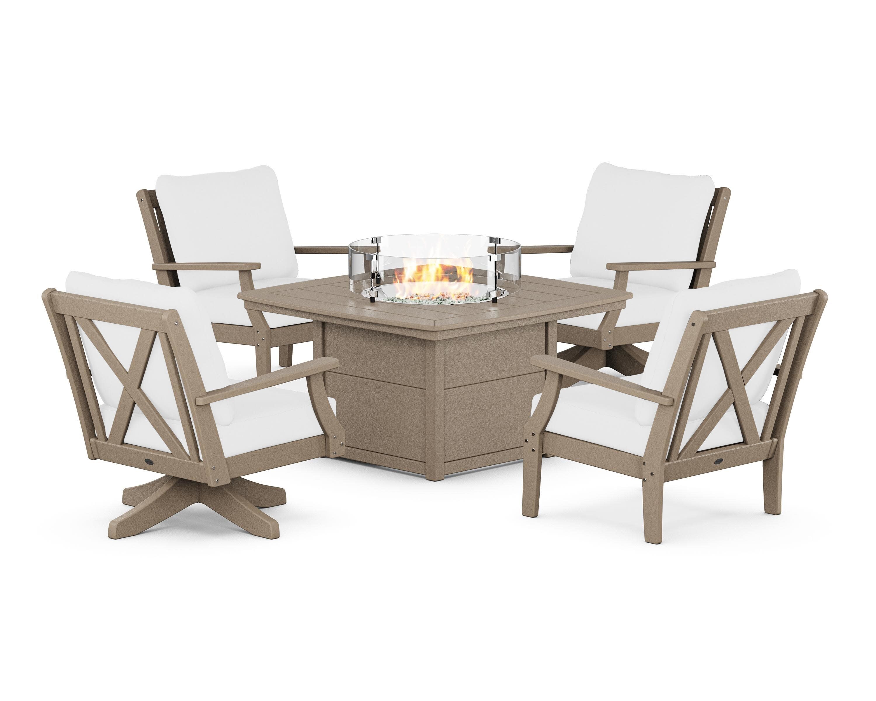 Braxton 5-Piece Deep Seating Set with Fire Table in Vintage Sahara / Natural