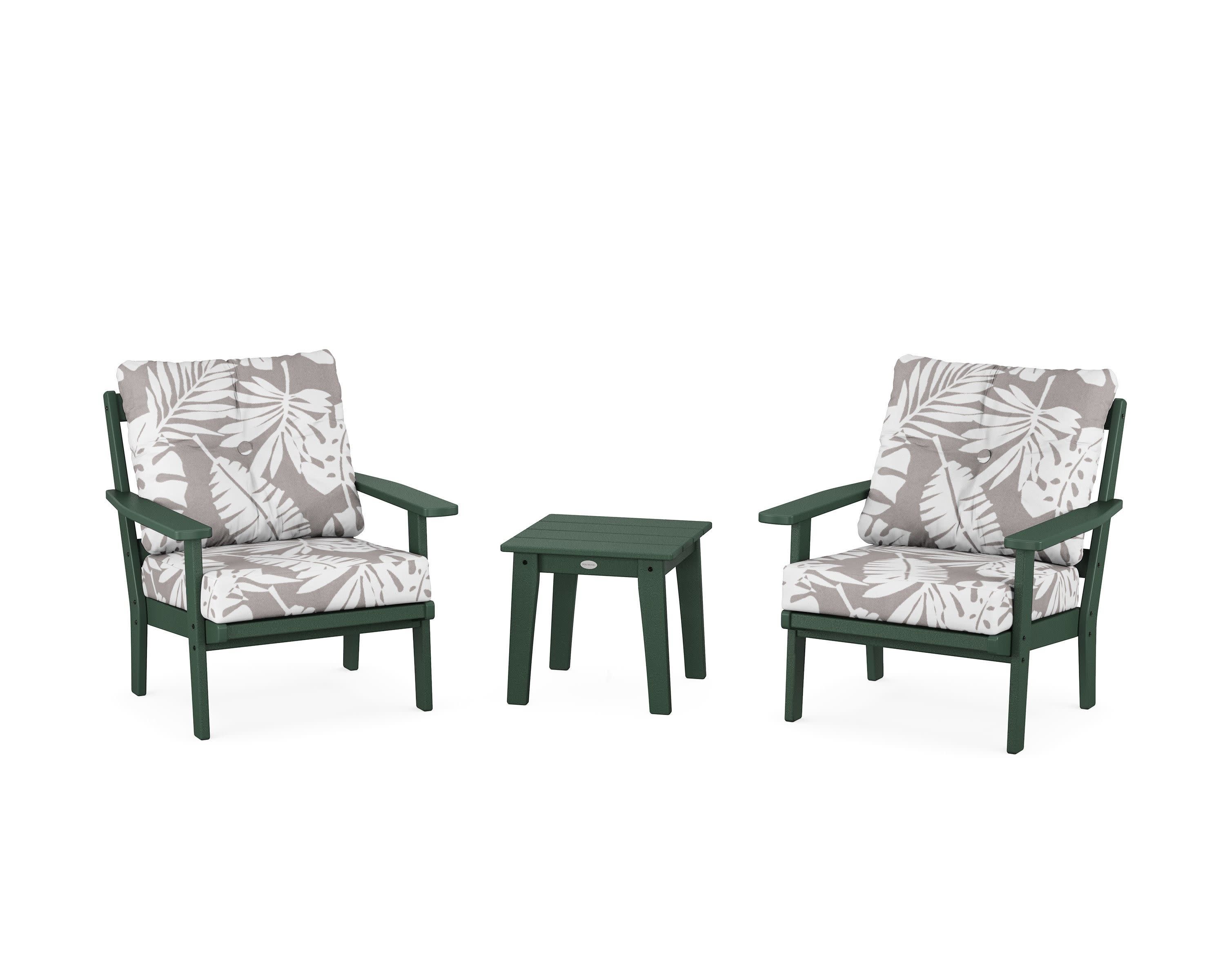 Oxford 3-Piece Deep Seating Set in Green / Leaf Grey Mist