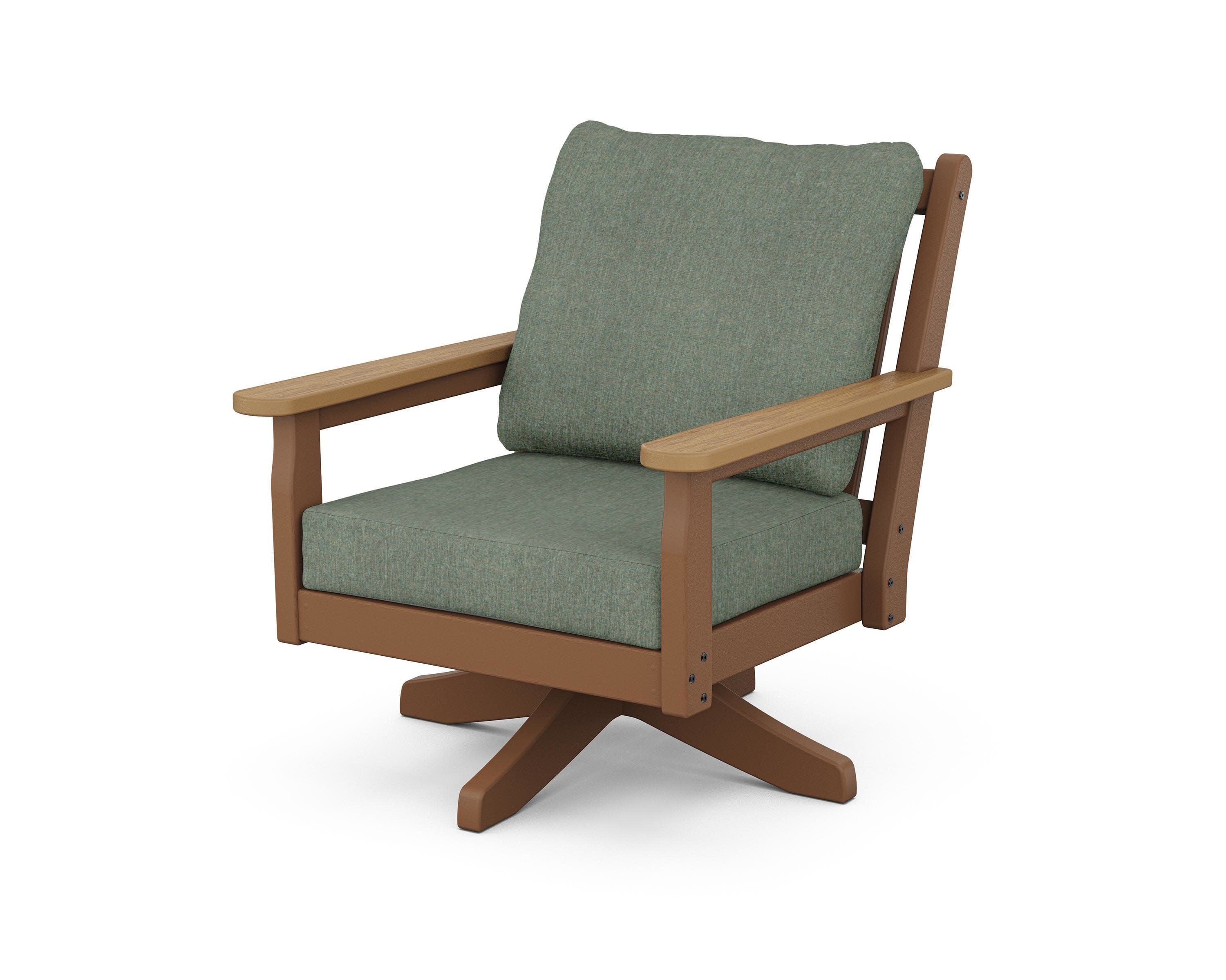 Chippendale Deep Seating Swivel Chair in Teak / Natural / Cast Sage