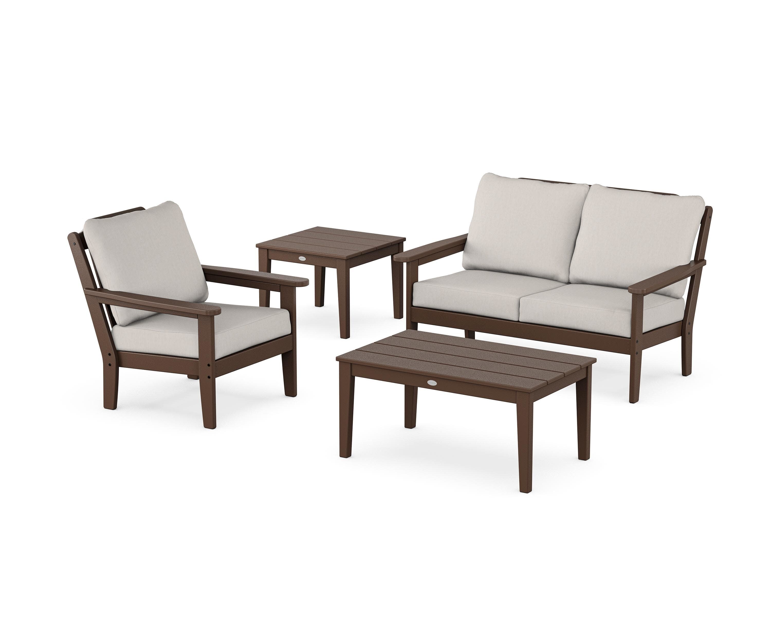 Wovendale 4-Piece Deep Seating Set in Mahogany / Cast Ash
