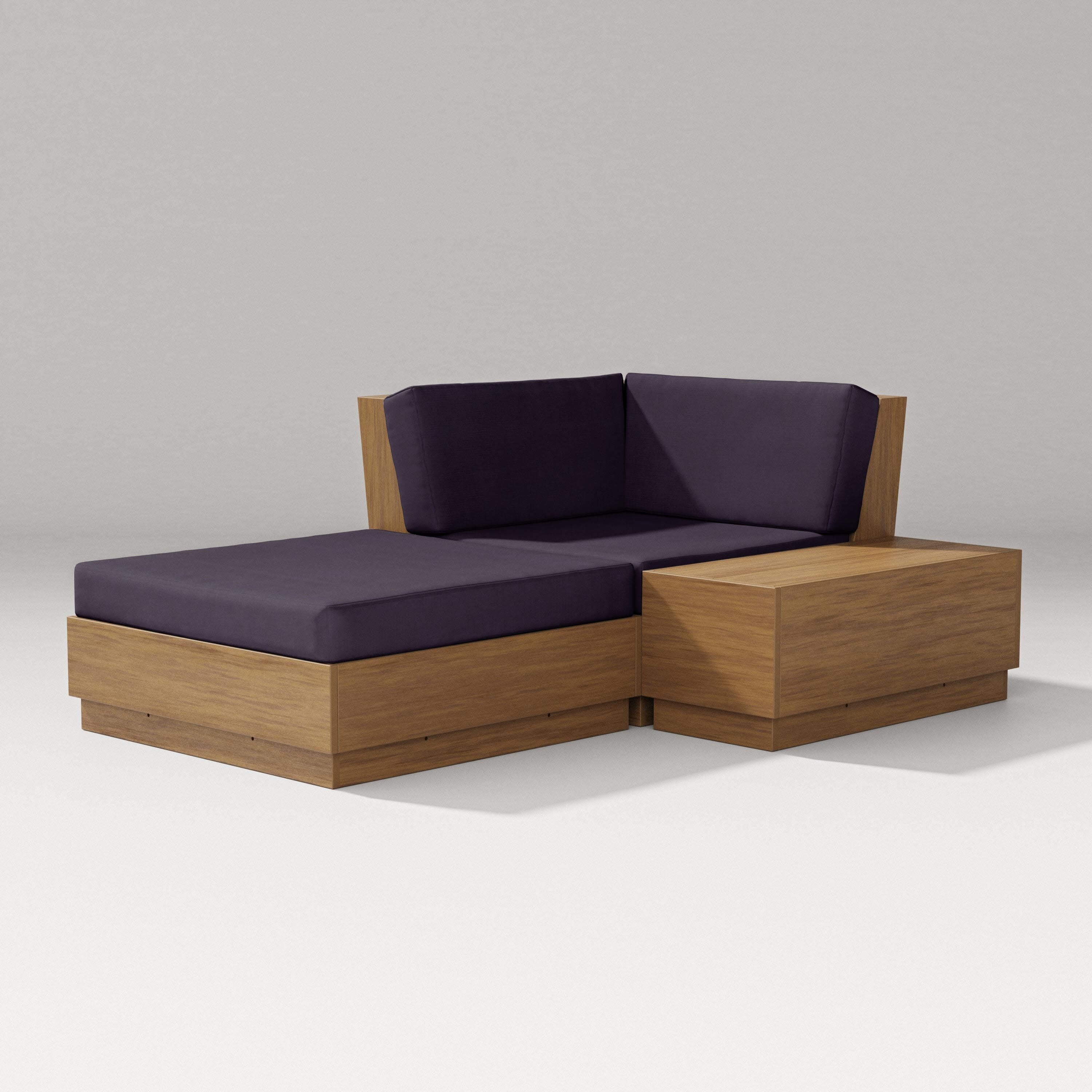 Elevate Corner Chaise in Natural / Navy Linen