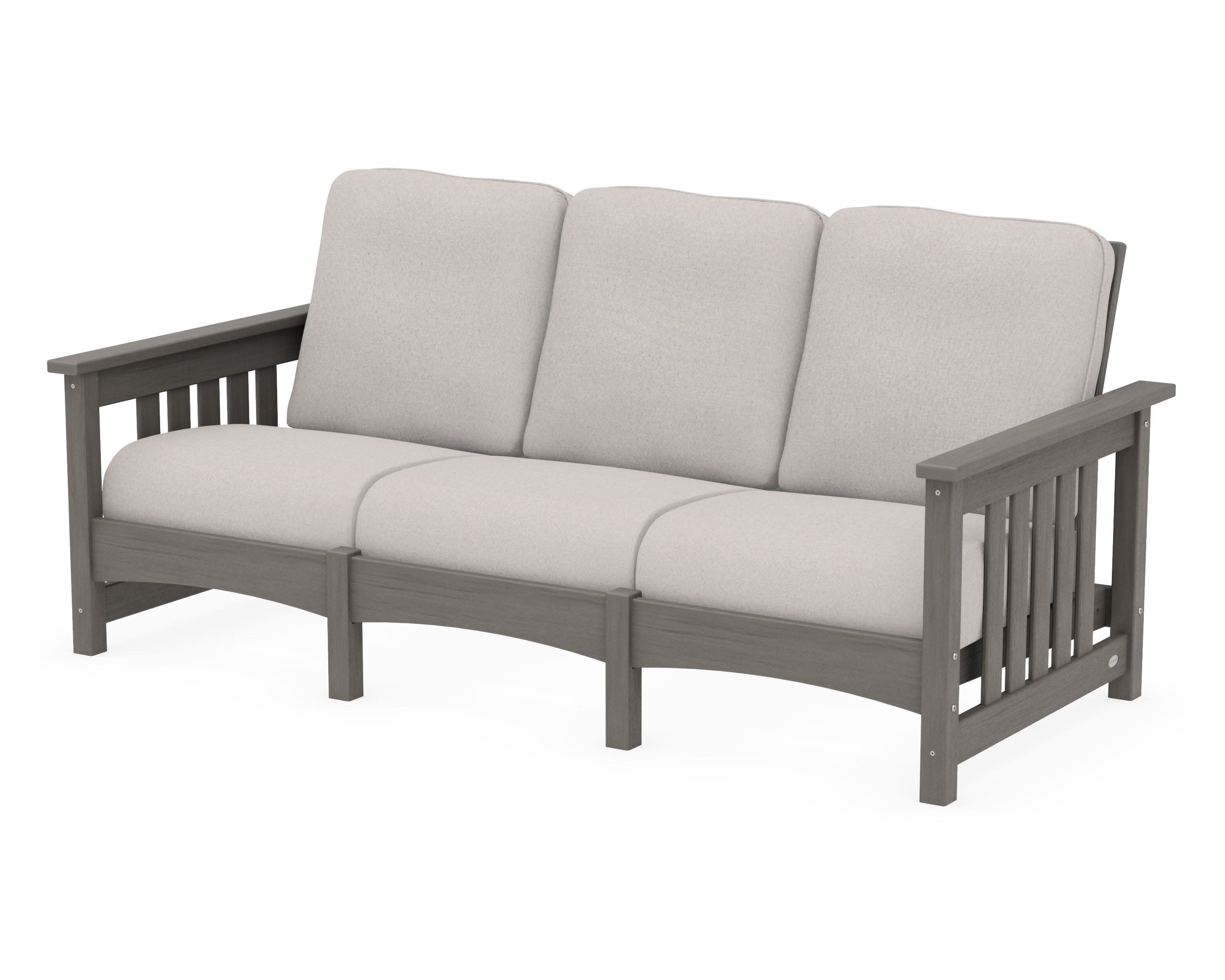 Club Mission Sofa in Driftwood / Dune Burlap
