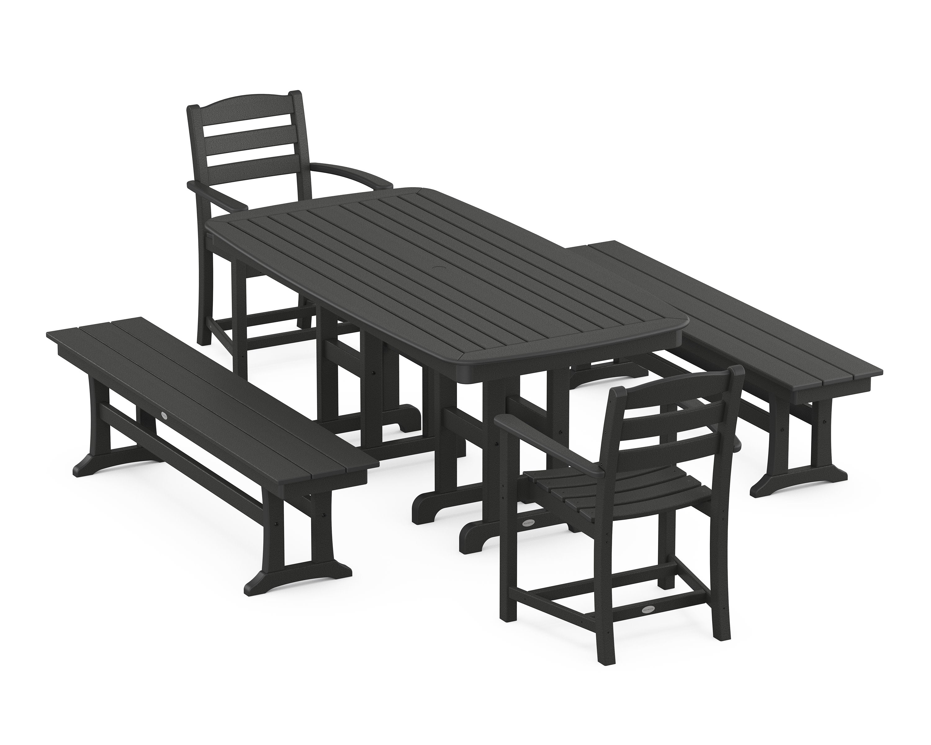 La Casa Caf 5-Piece Dining Set with Benches in Black