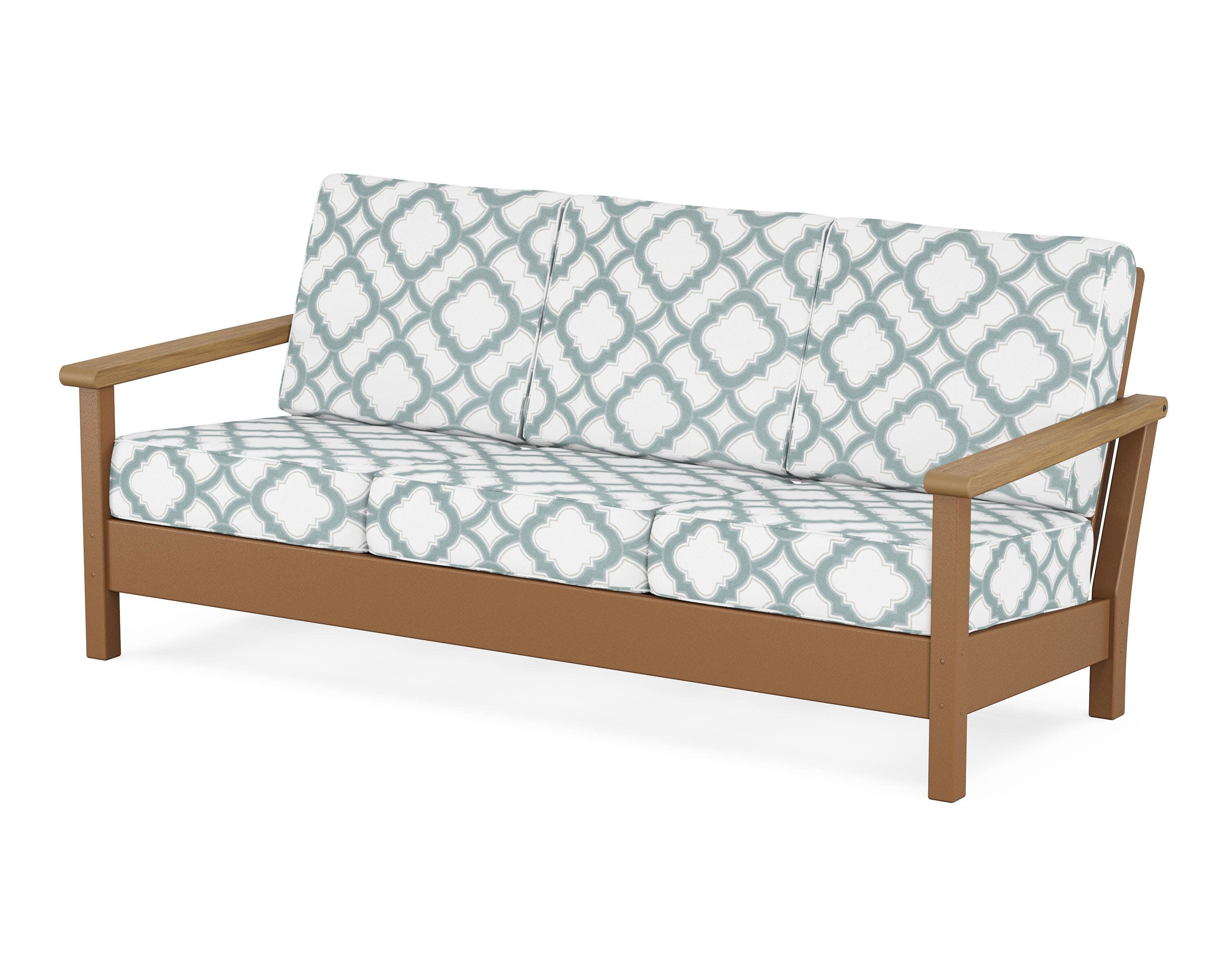 Harbour Deep Seating Sofa in Teak / Natural / Trellis Glacier Spa