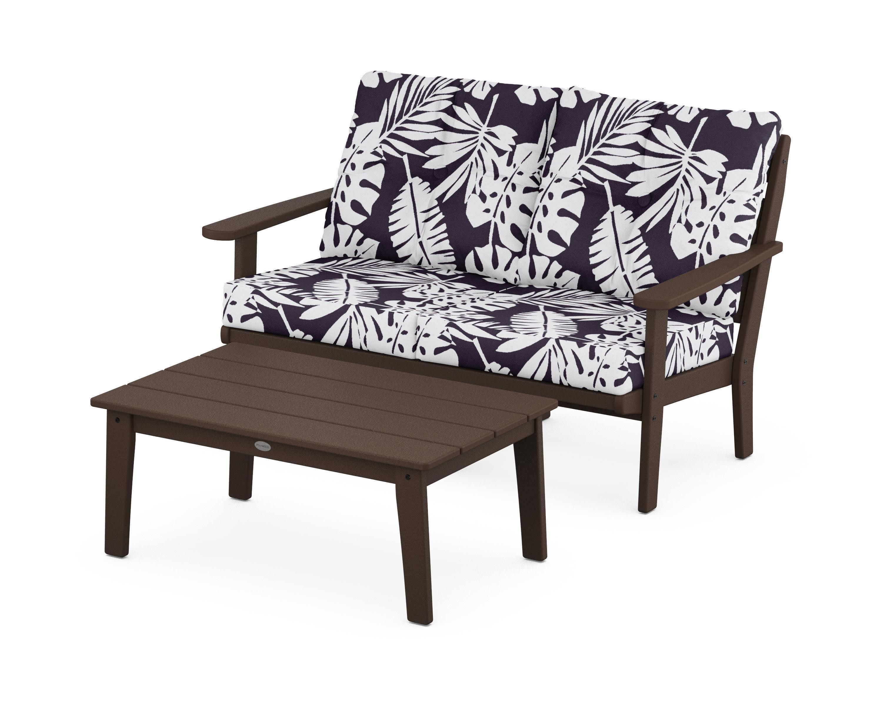 Lakeside 2-Piece Lounge Loveseat Set in Mahogany / Leaf Navy