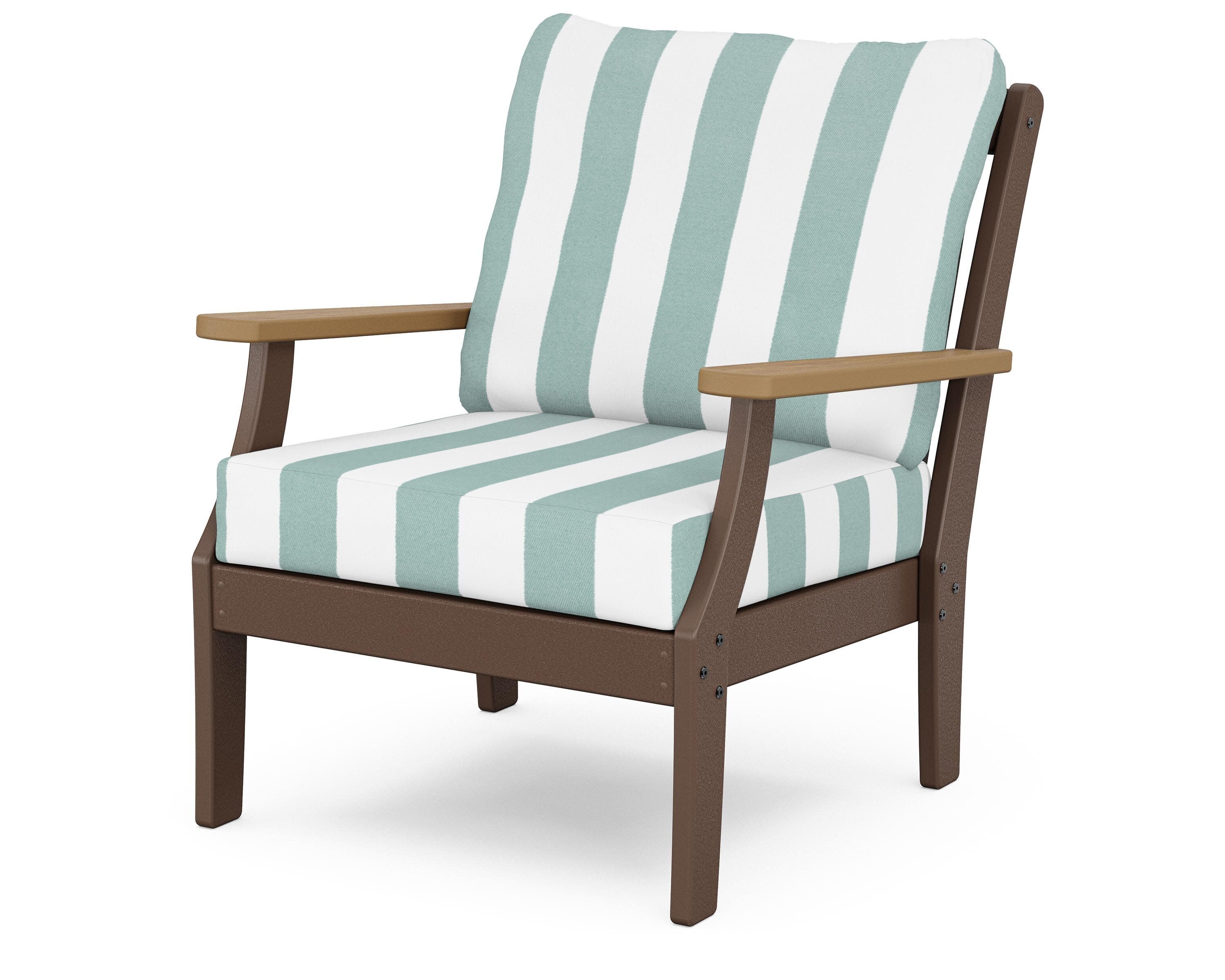 Braxton Deep Seating Chair in Mahogany / Natural / Cabana Stripe Glacier Spa