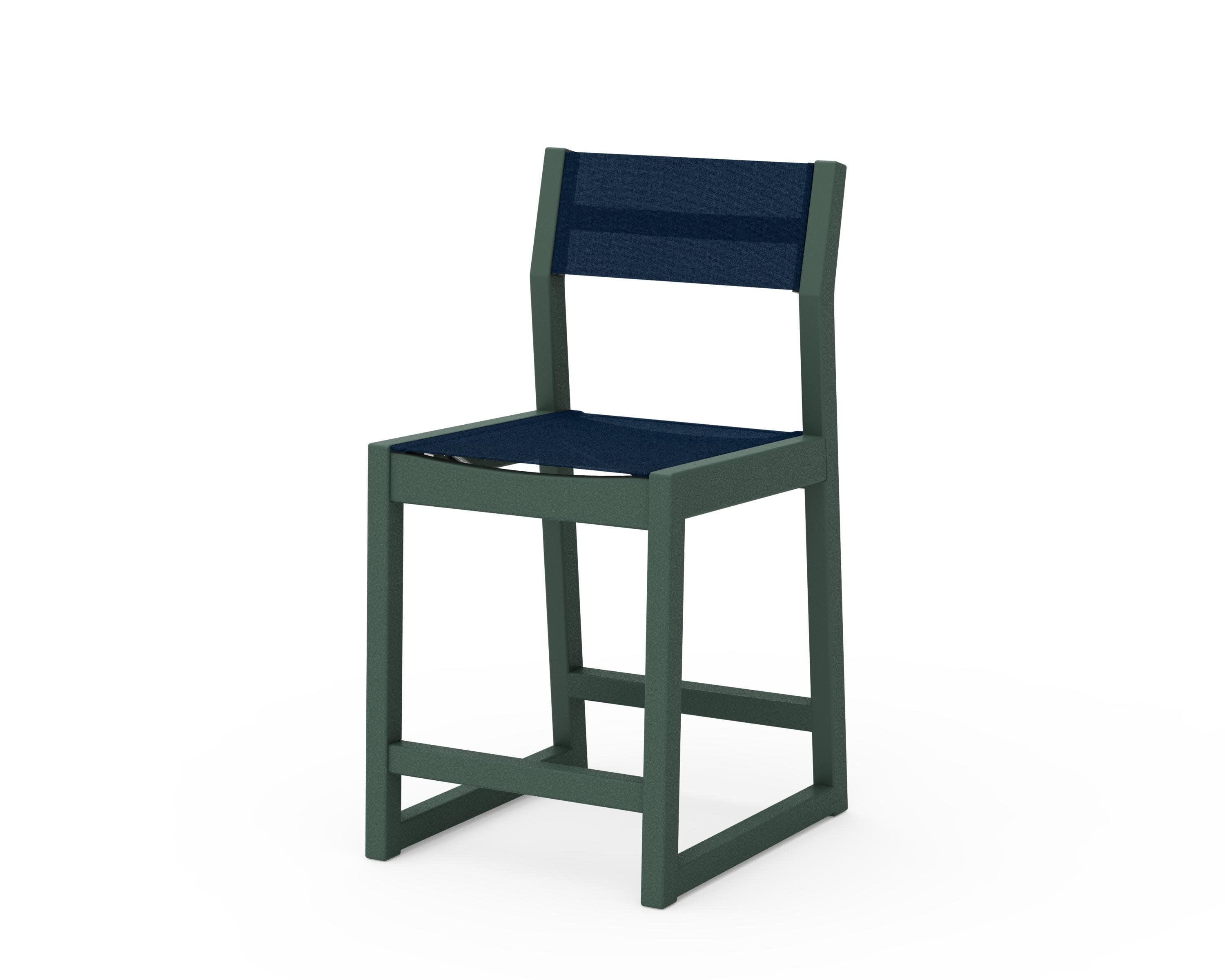 EDGE Sling Counter Side Chair in Green / Navy Blue Sling