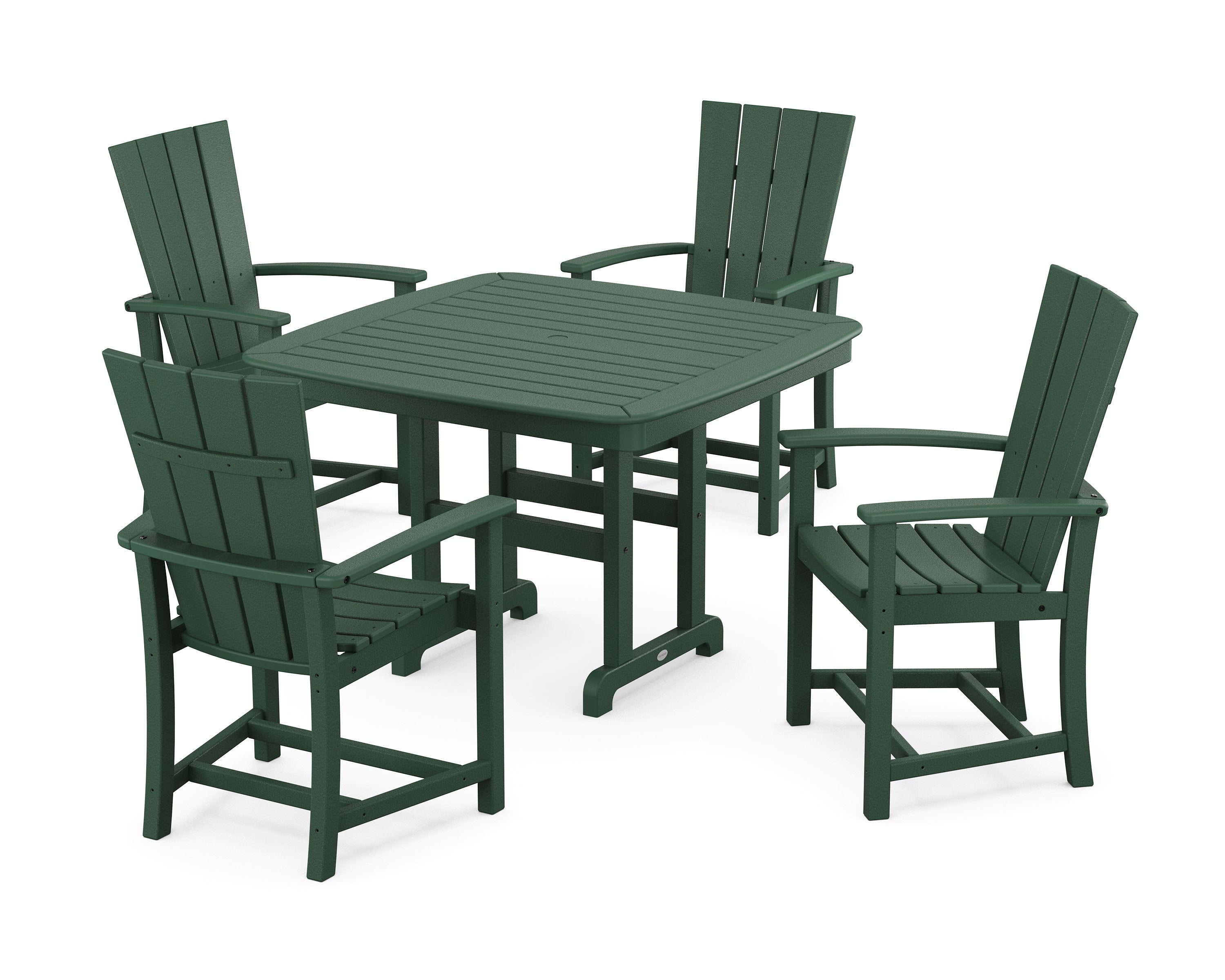 Quattro 5-Piece Dining Set with Trestle Legs in Green