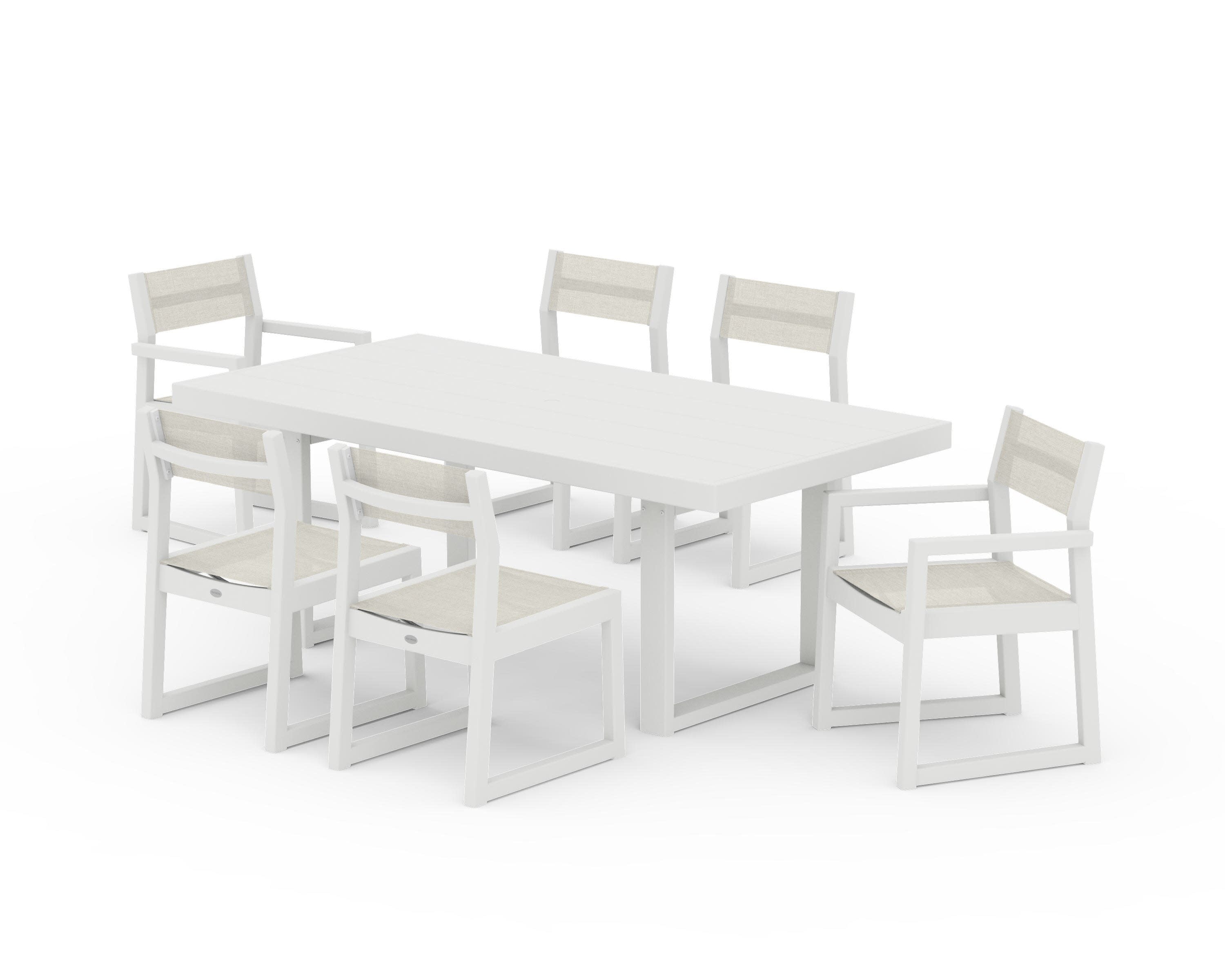 EDGE Sling 7-Piece Dining Set in Vintage White / Parchment Sling
