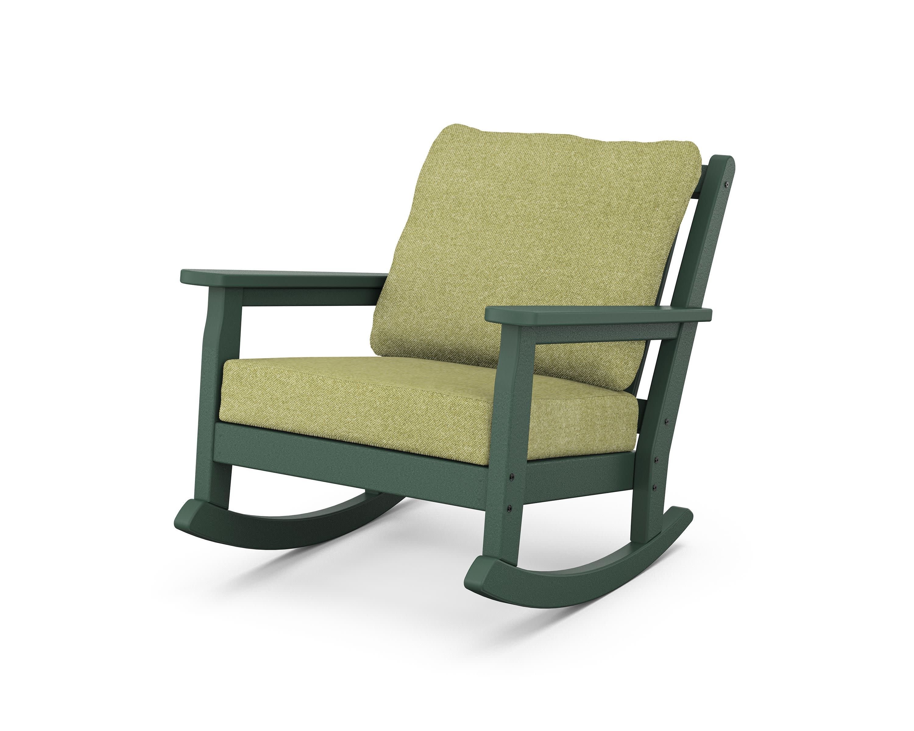 Chippendale Deep Seating Rocking Chair in Green / Chartreuse Boucle