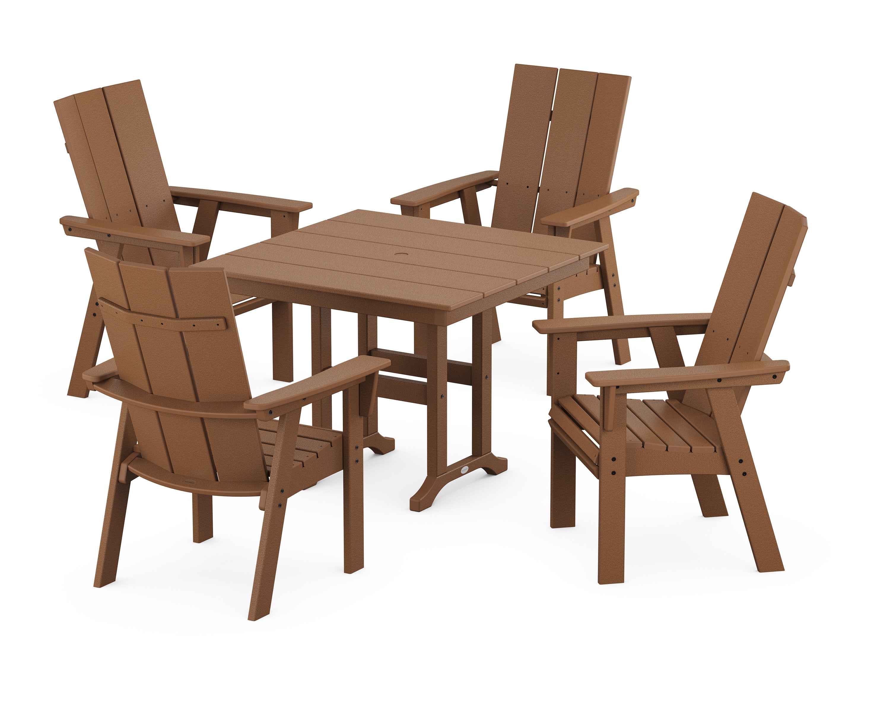 Modern Adirondack 5-Piece Farmhouse Dining Set in Teak