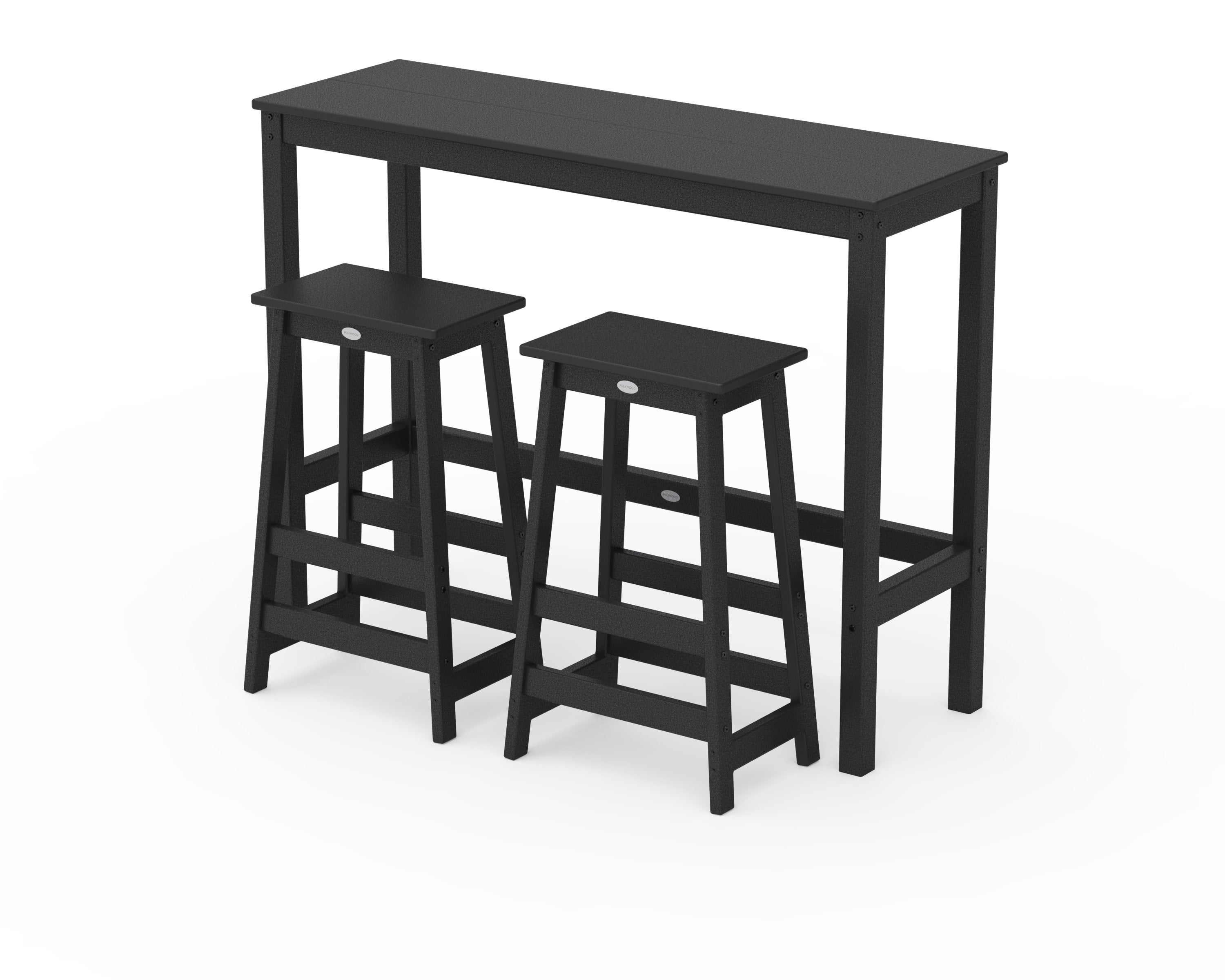 Modern Studio Stool 3-Piece Bar Balcony Set in Black