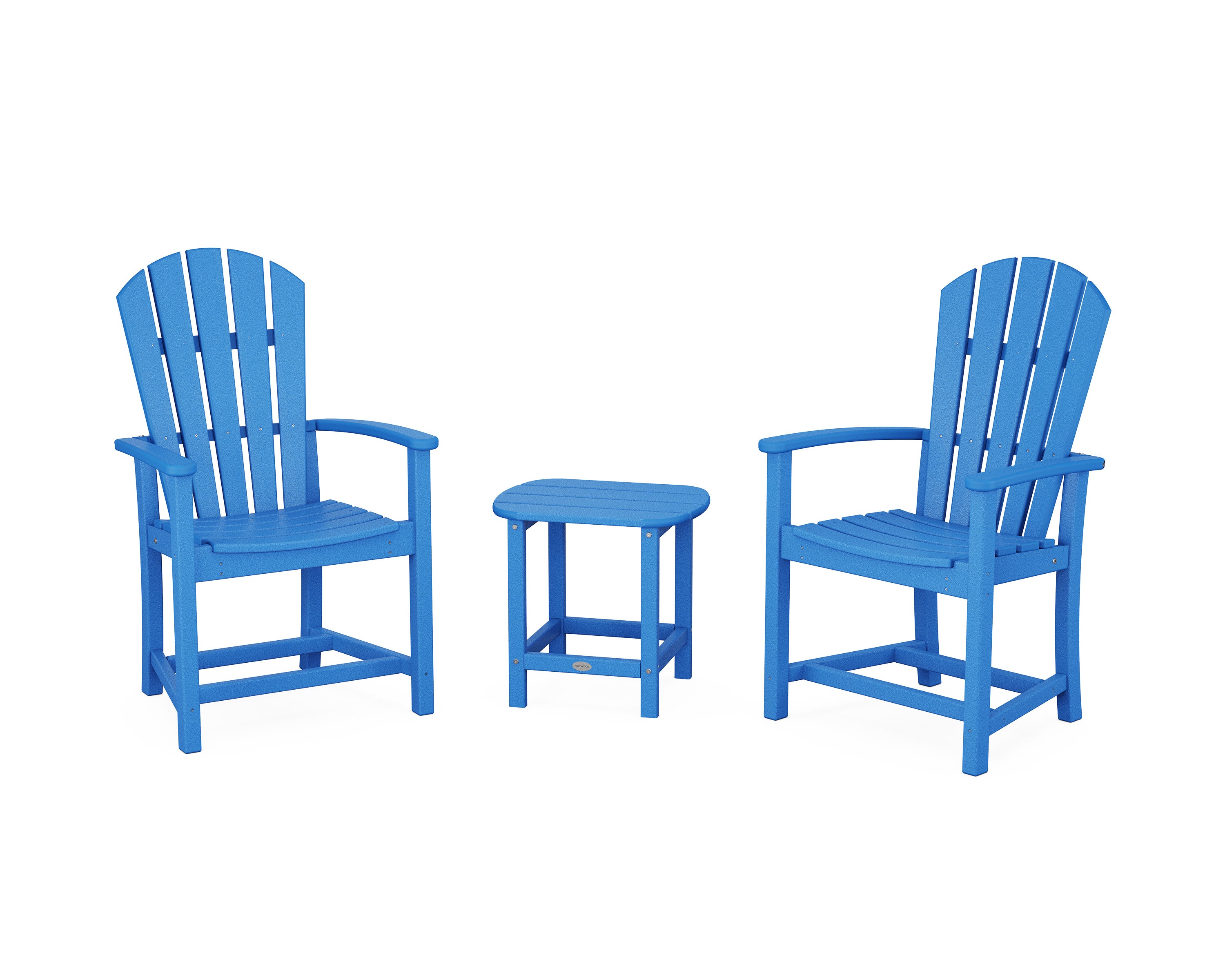 Palm Coast 3-Piece Upright Adirondack Chair Set in Pacific Blue