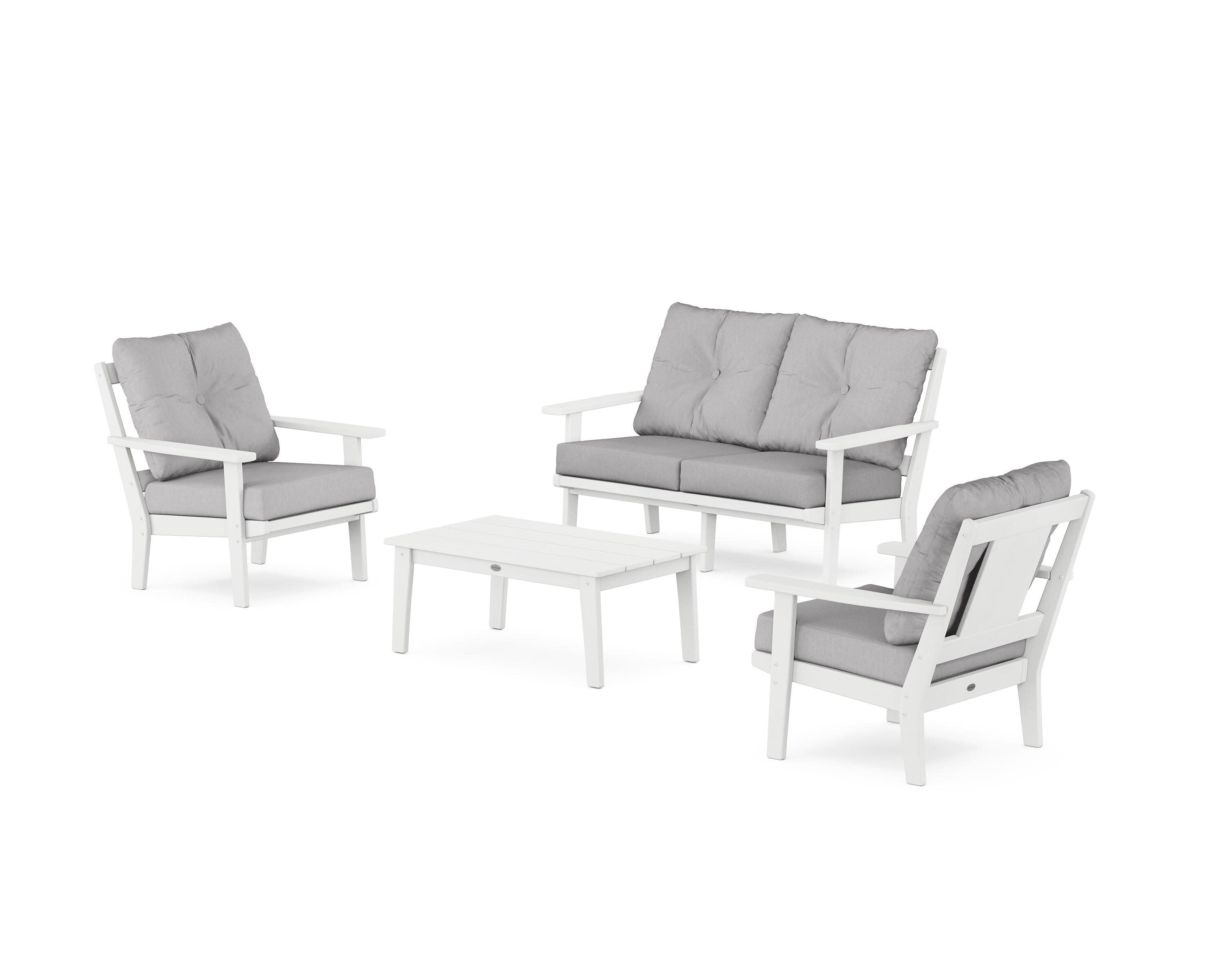 Prairie 4-Piece Deep Seating Set with Loveseat in White / Granite