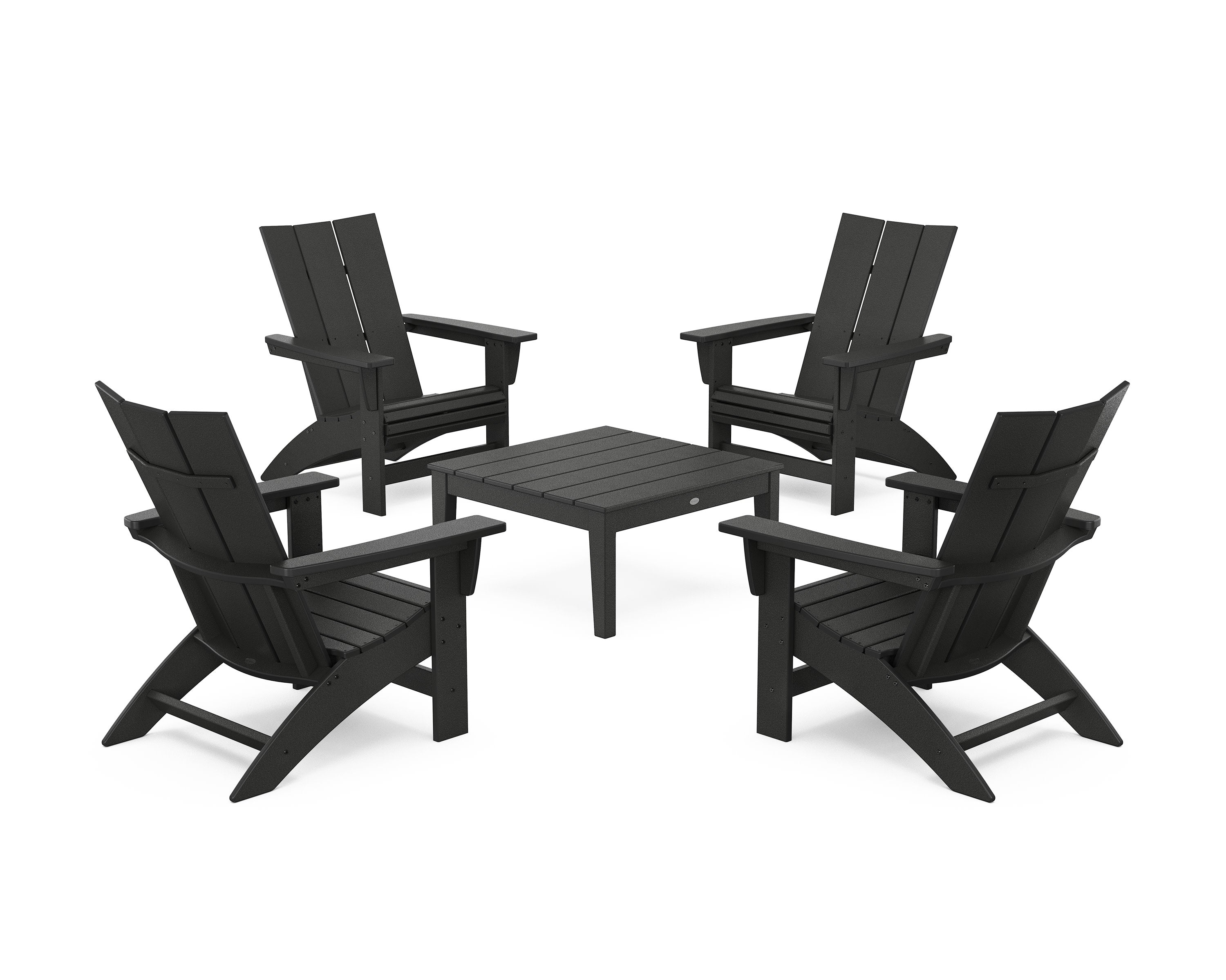5-Piece Modern Grand Adirondack Chair Conversation Group in Black