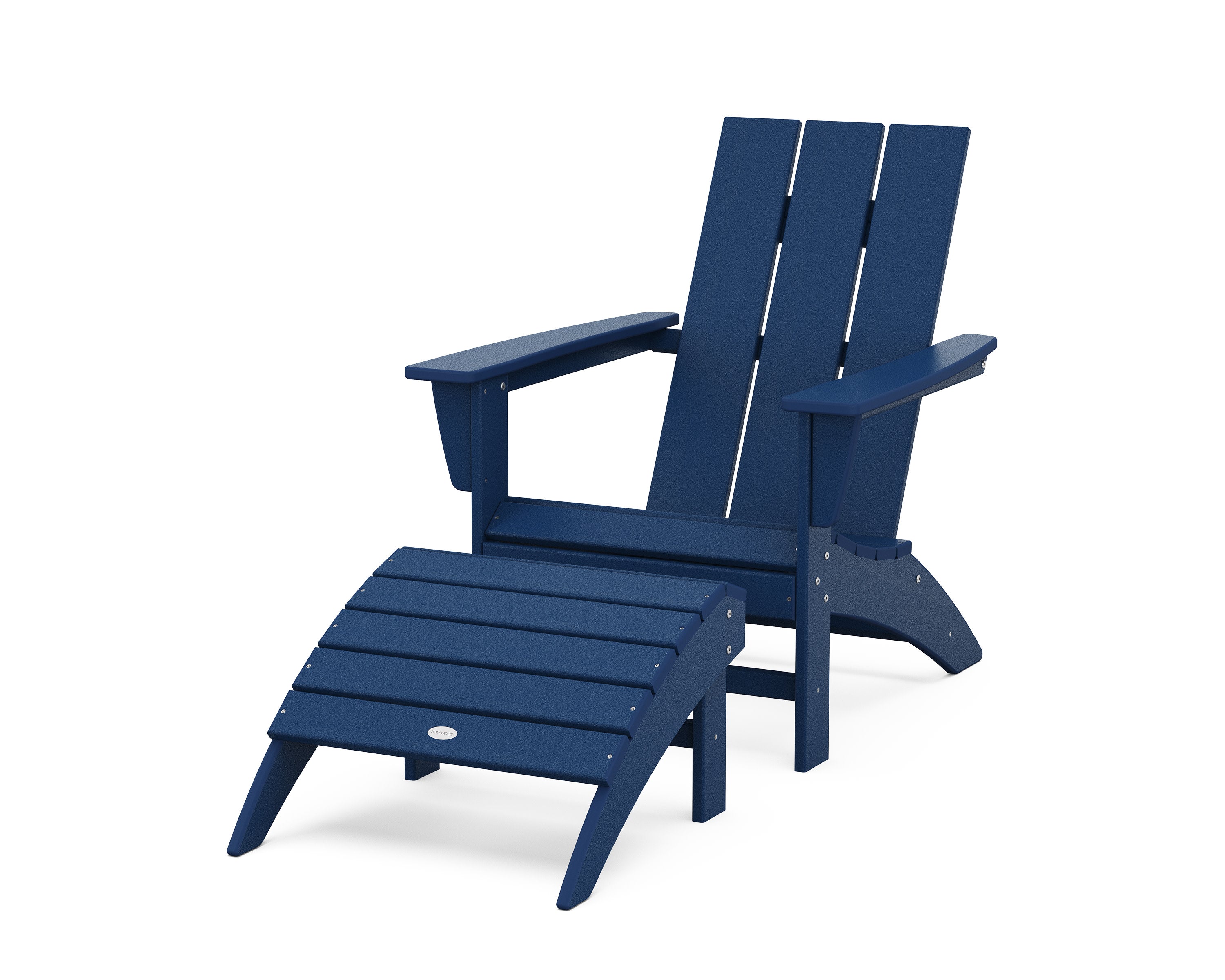 Modern Adirondack Chair 2-Piece Set with Ottoman in Navy