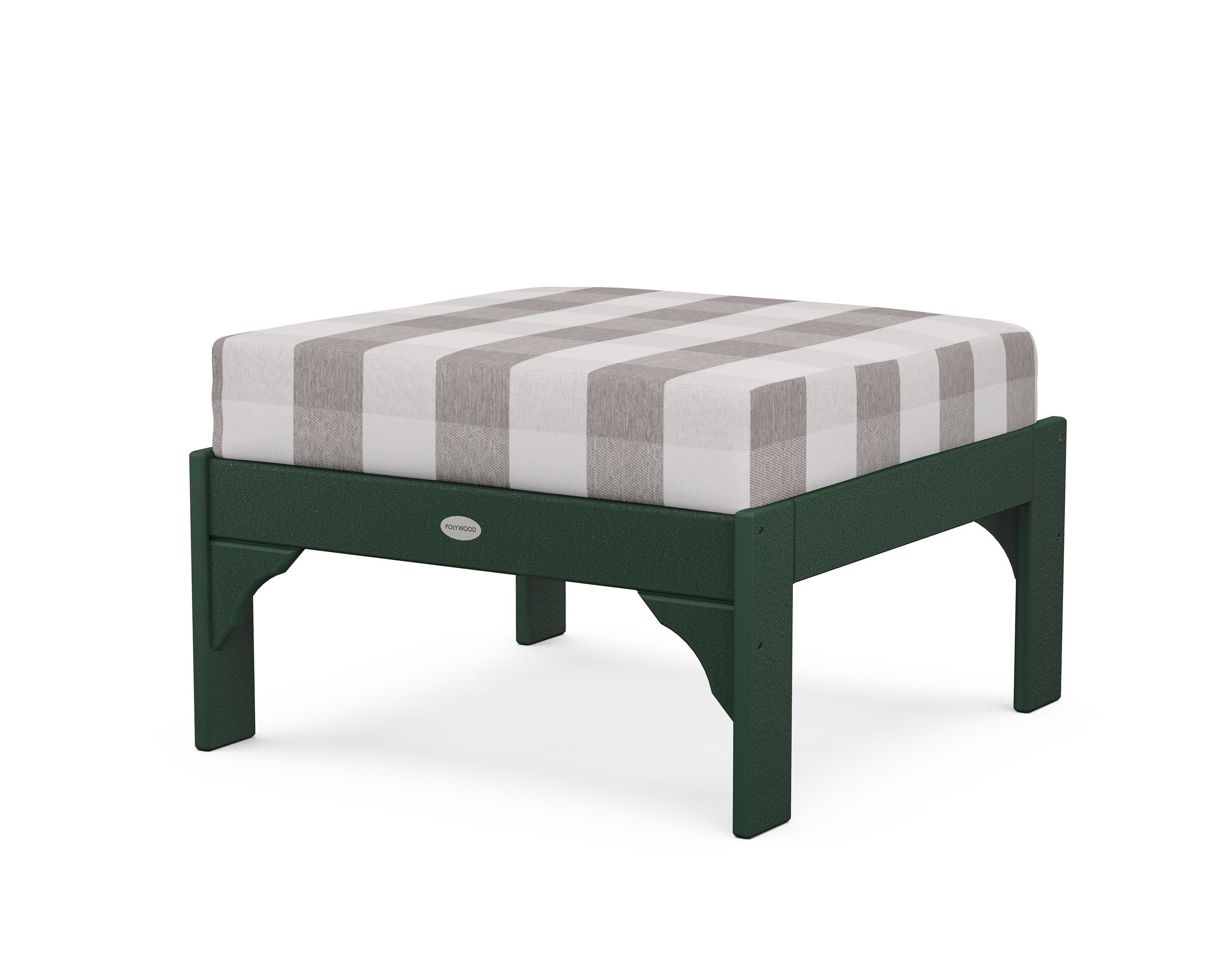 Vineyard Deep Seating Ottoman in Green / Buffalo Plaid Grey Mist