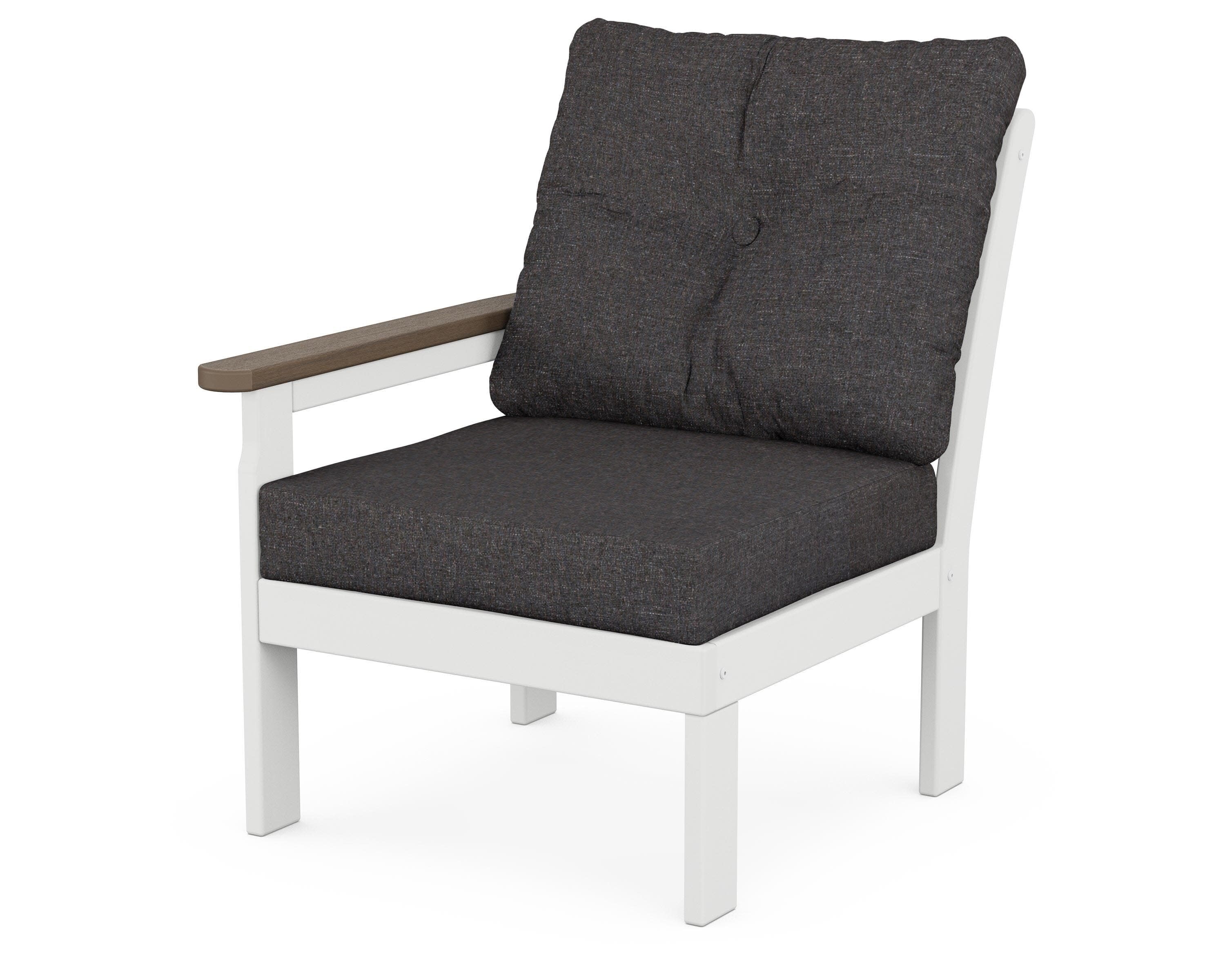Vineyard Modular Left Arm Chair in White / Kona / Ash Charcoal