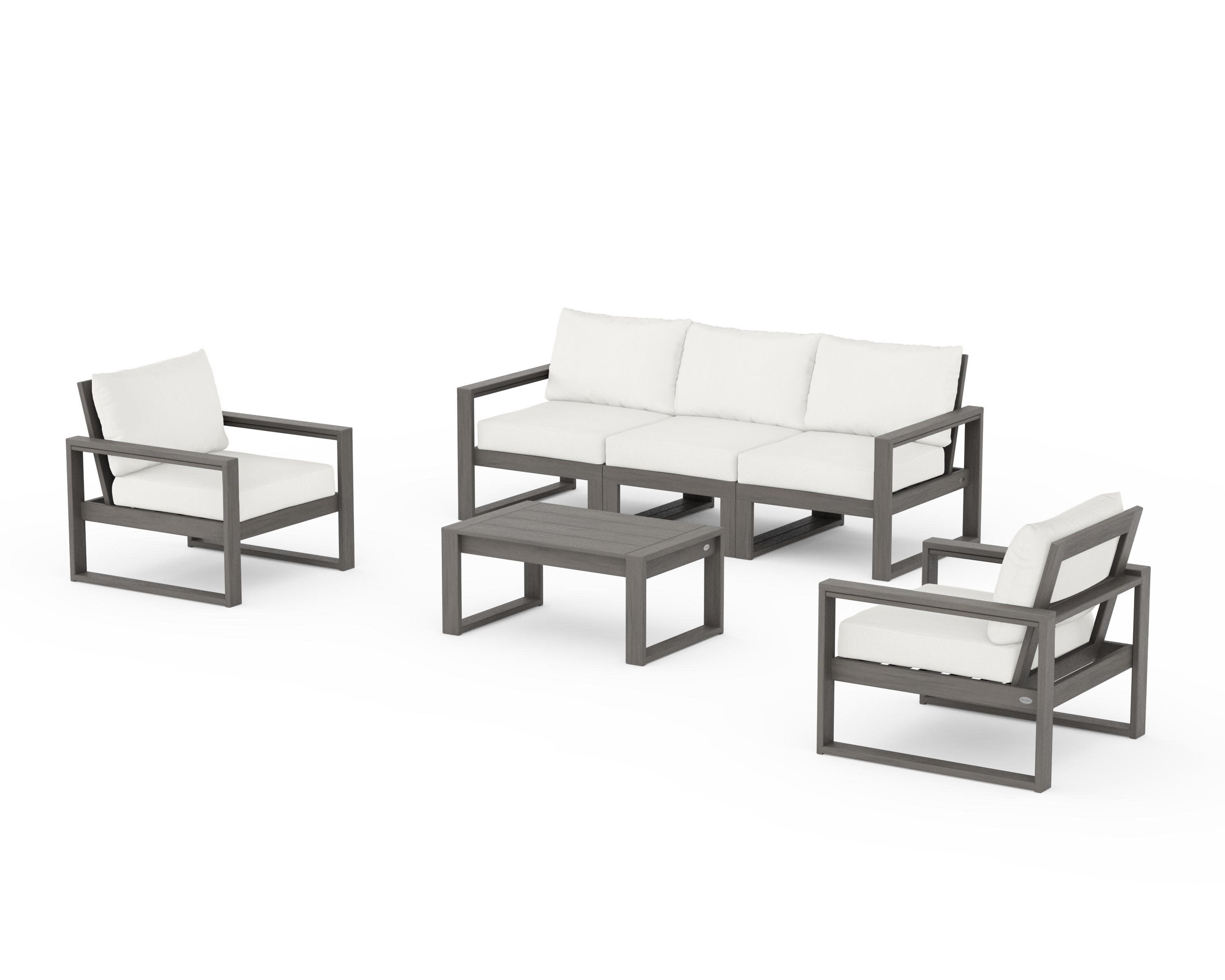 EDGE Sectional 4-Piece Deep Seating Set with Sofa in Driftwood / Natural Linen