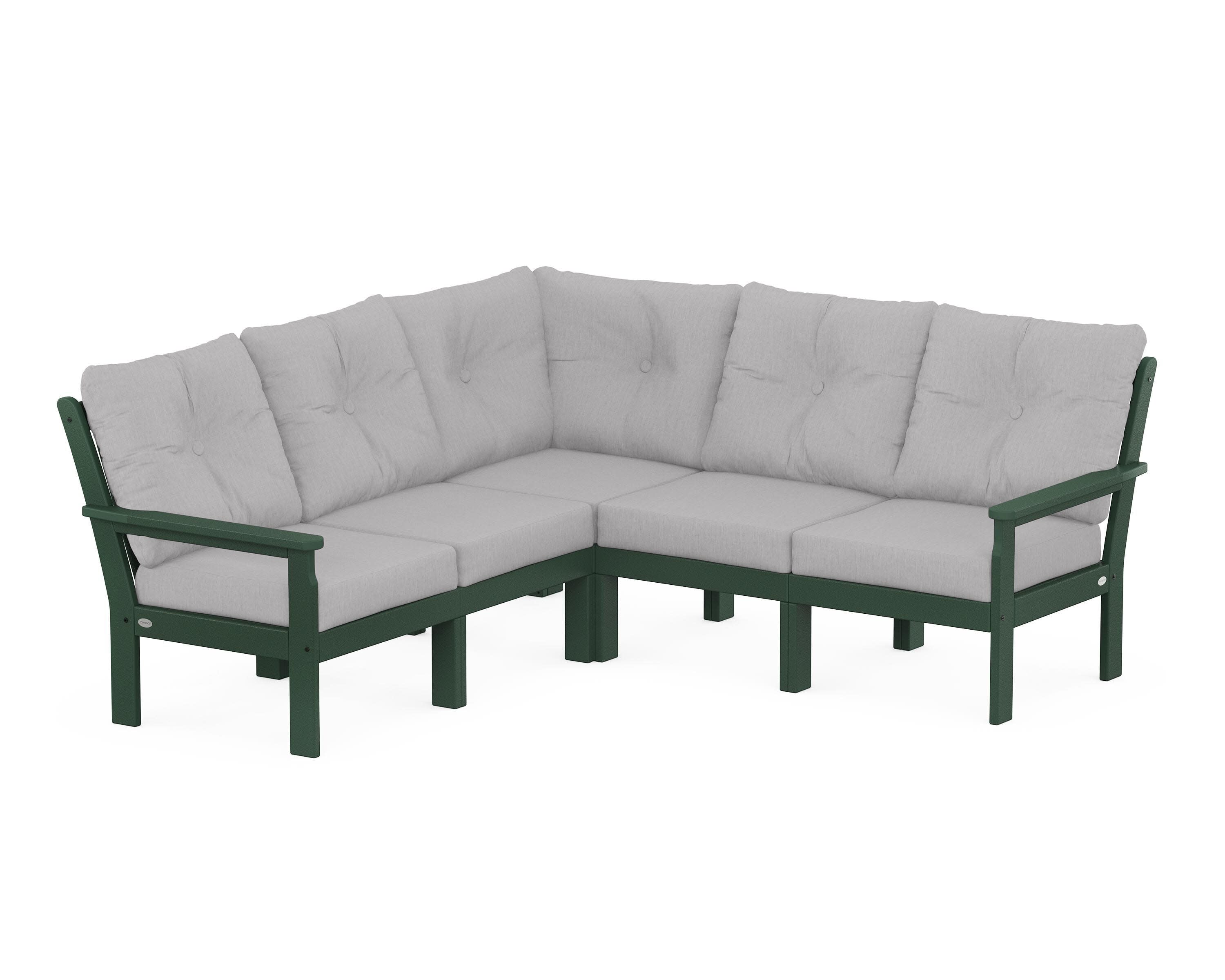 Vineyard 5-Piece Sectional in Green / Granite