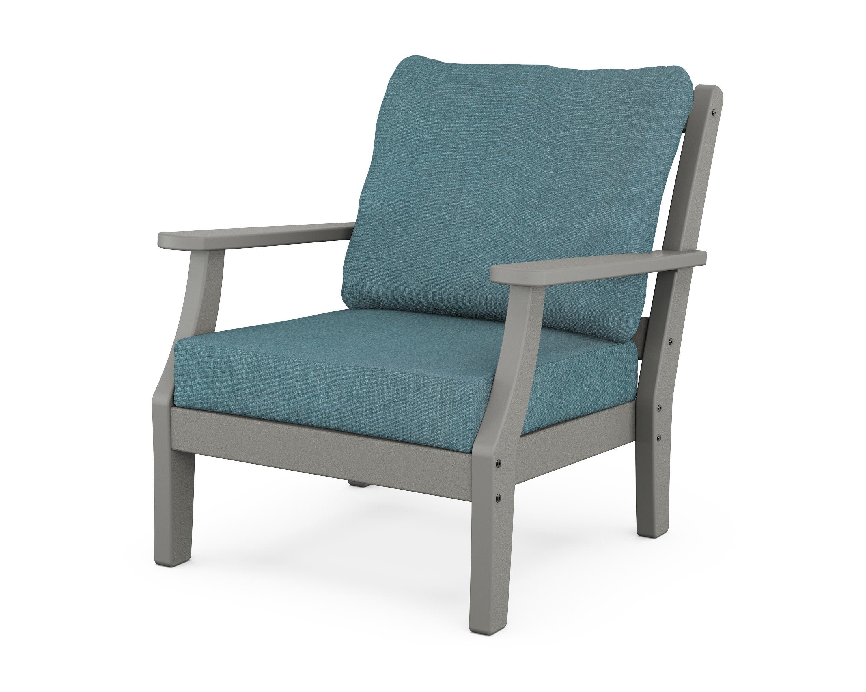Chinoiserie Deep Seating Chair in Slate Grey / Ocean Teal