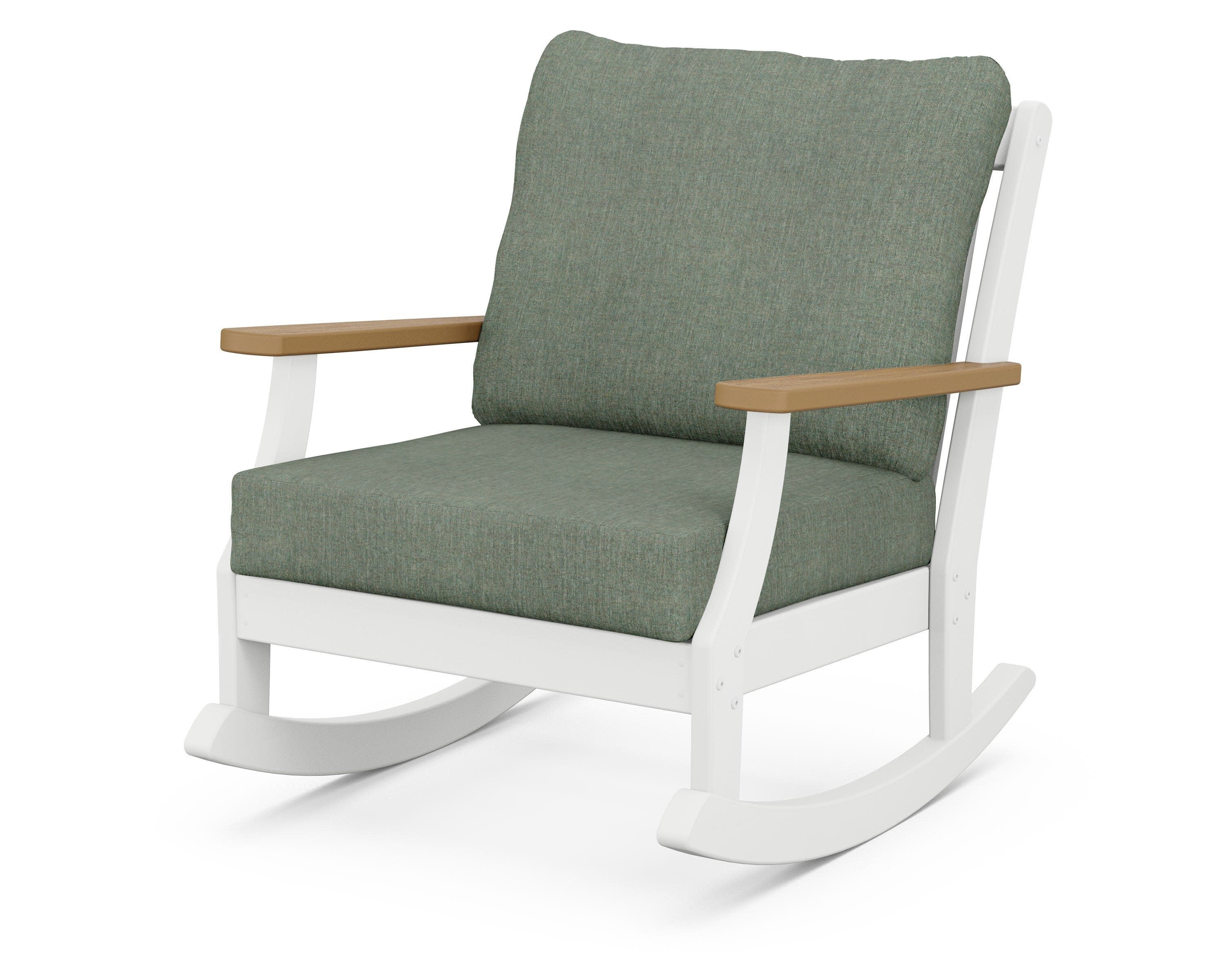 Braxton Deep Seating Rocking Chair in White / Natural / Cast Sage
