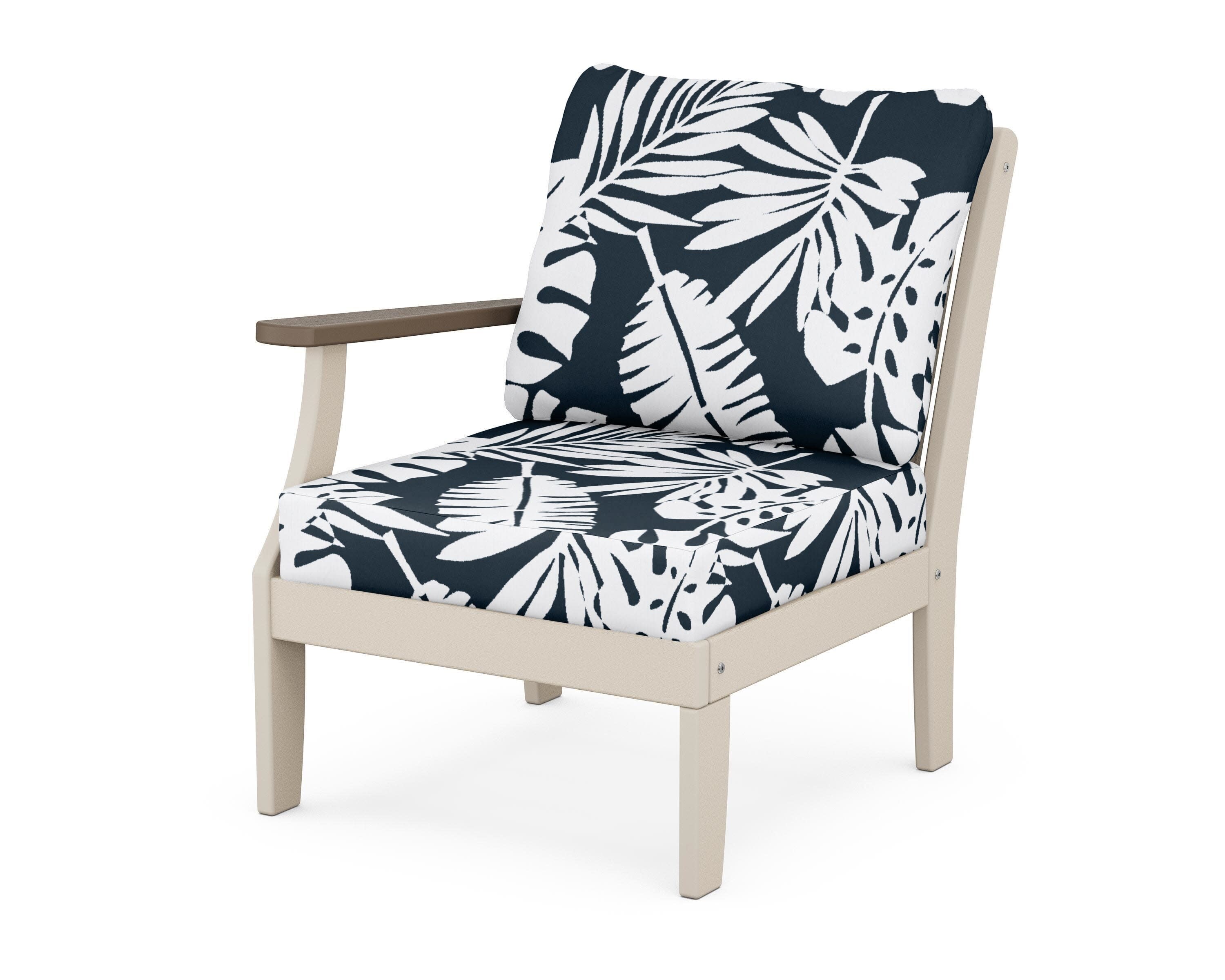 Braxton Modular Left Arm Chair in Sand / Kona / Leaf Marine Indigo