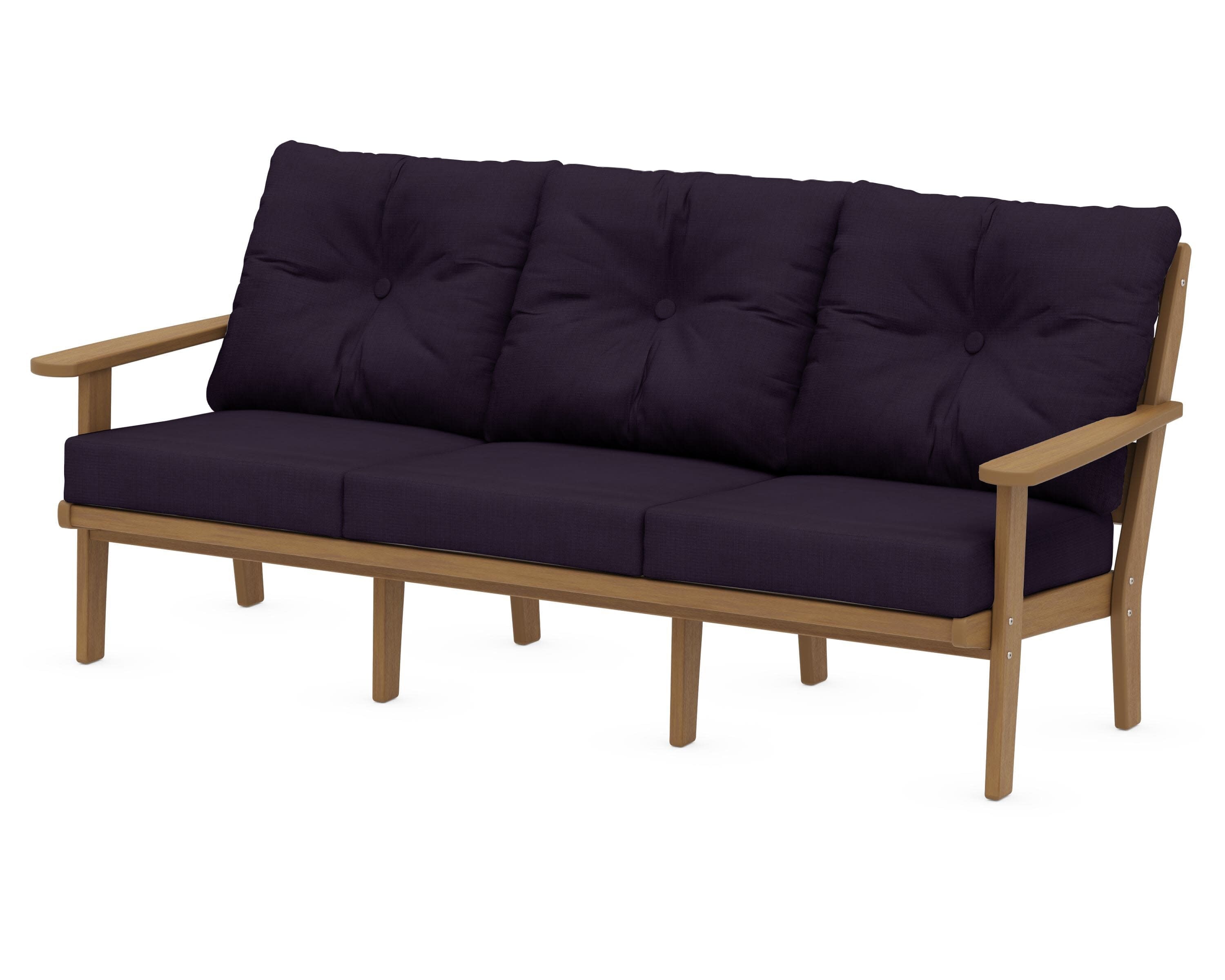 Lakeside Deep Seating Sofa in Natural / Navy Linen
