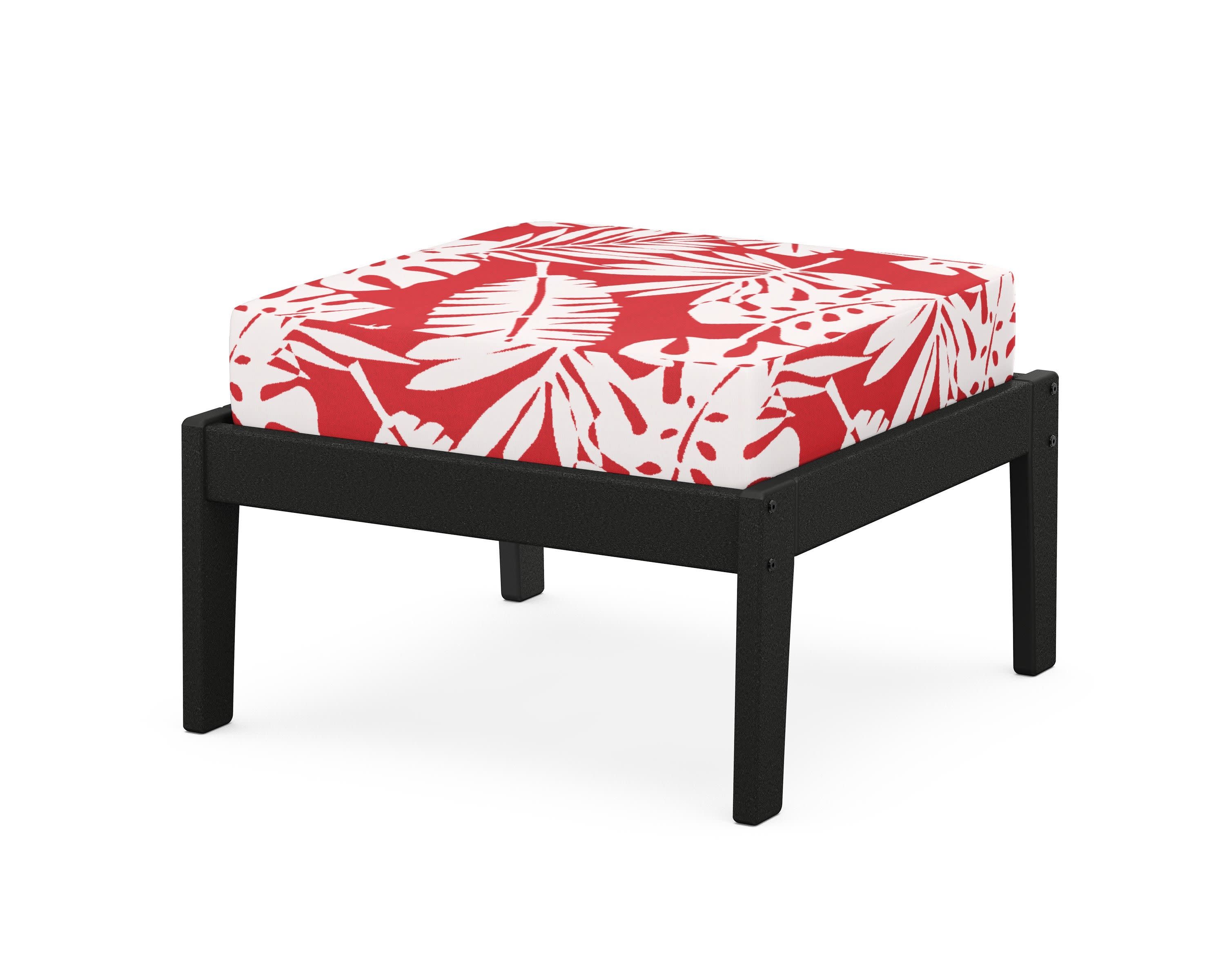 Deep Seating Ottoman in Black / Leaf Crimson