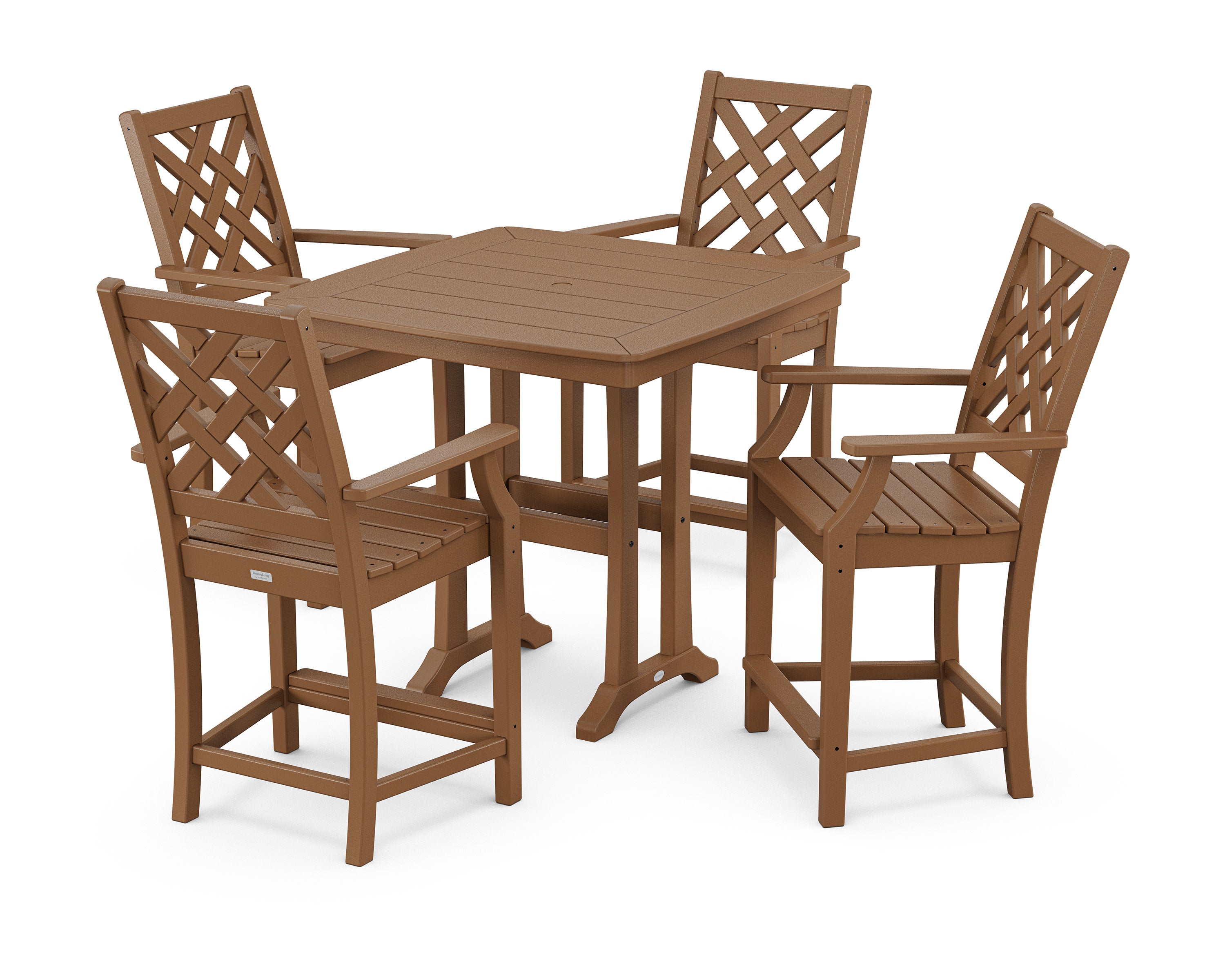 Wovendale 5-Piece Counter Set with Trestle Legs in Teak