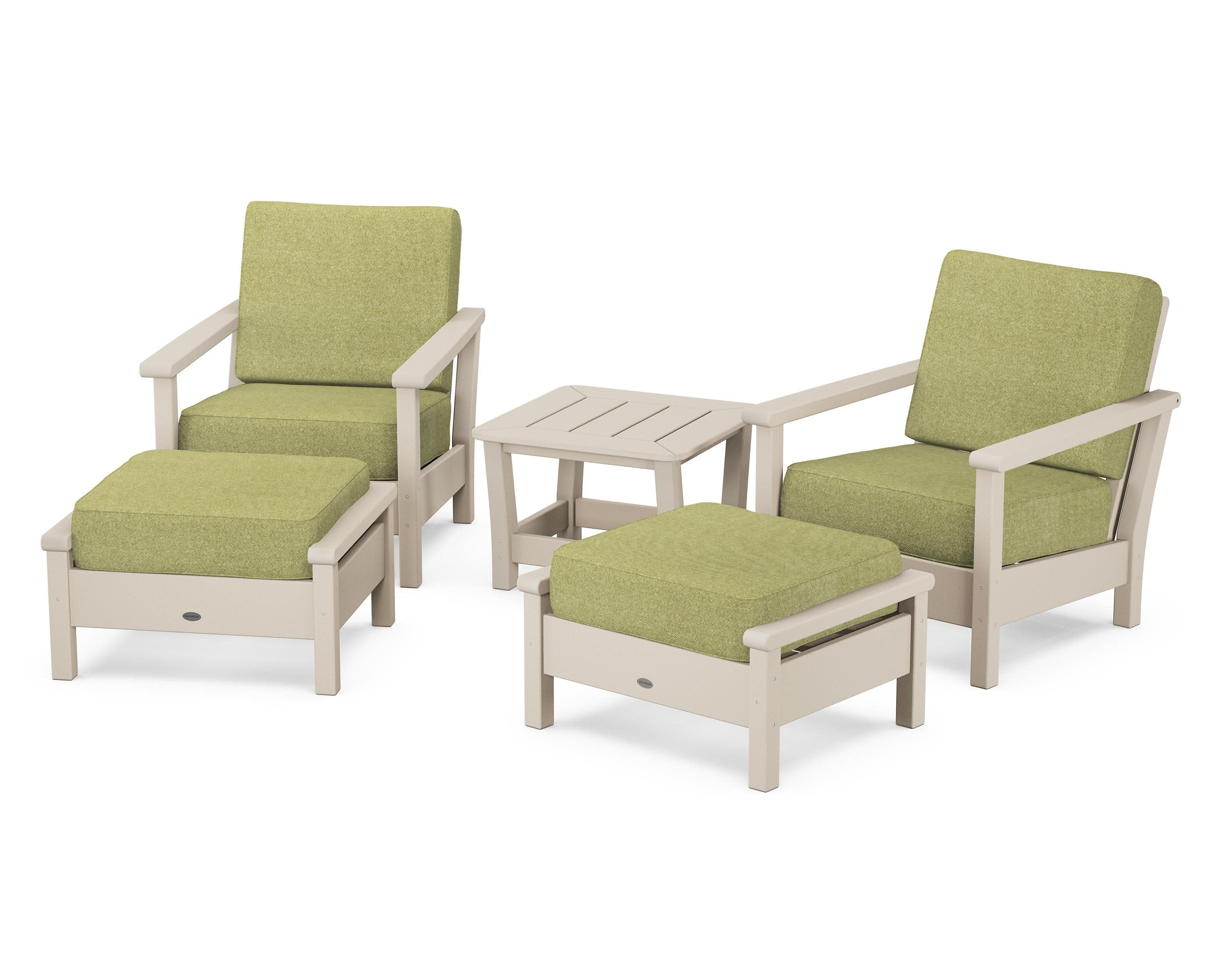 Harbour 5-Piece Deep Seating Chair Set in Sand / Chartreuse Boucle