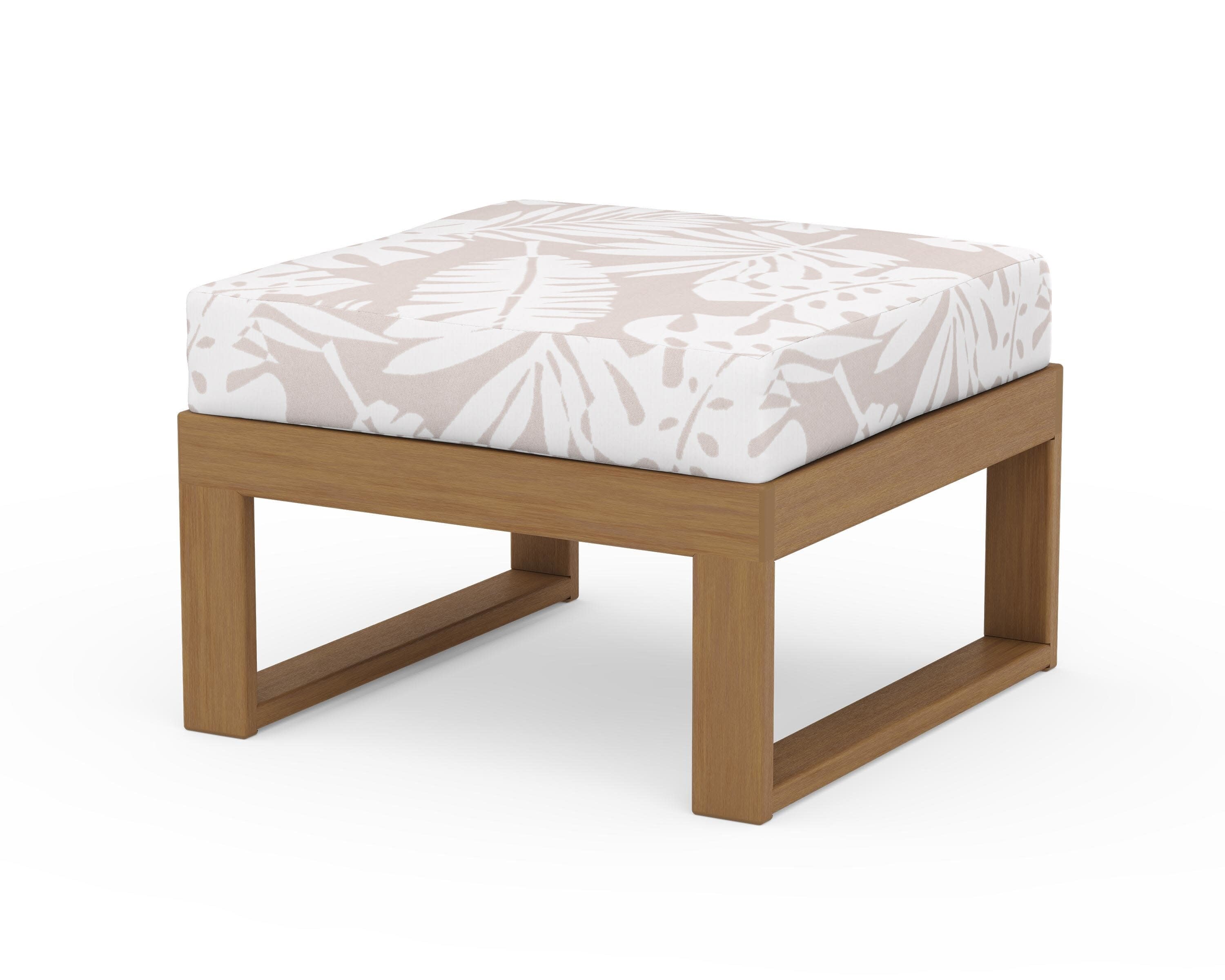 Modular Ottoman - Modern in Natural / Leaf Dune Burlap