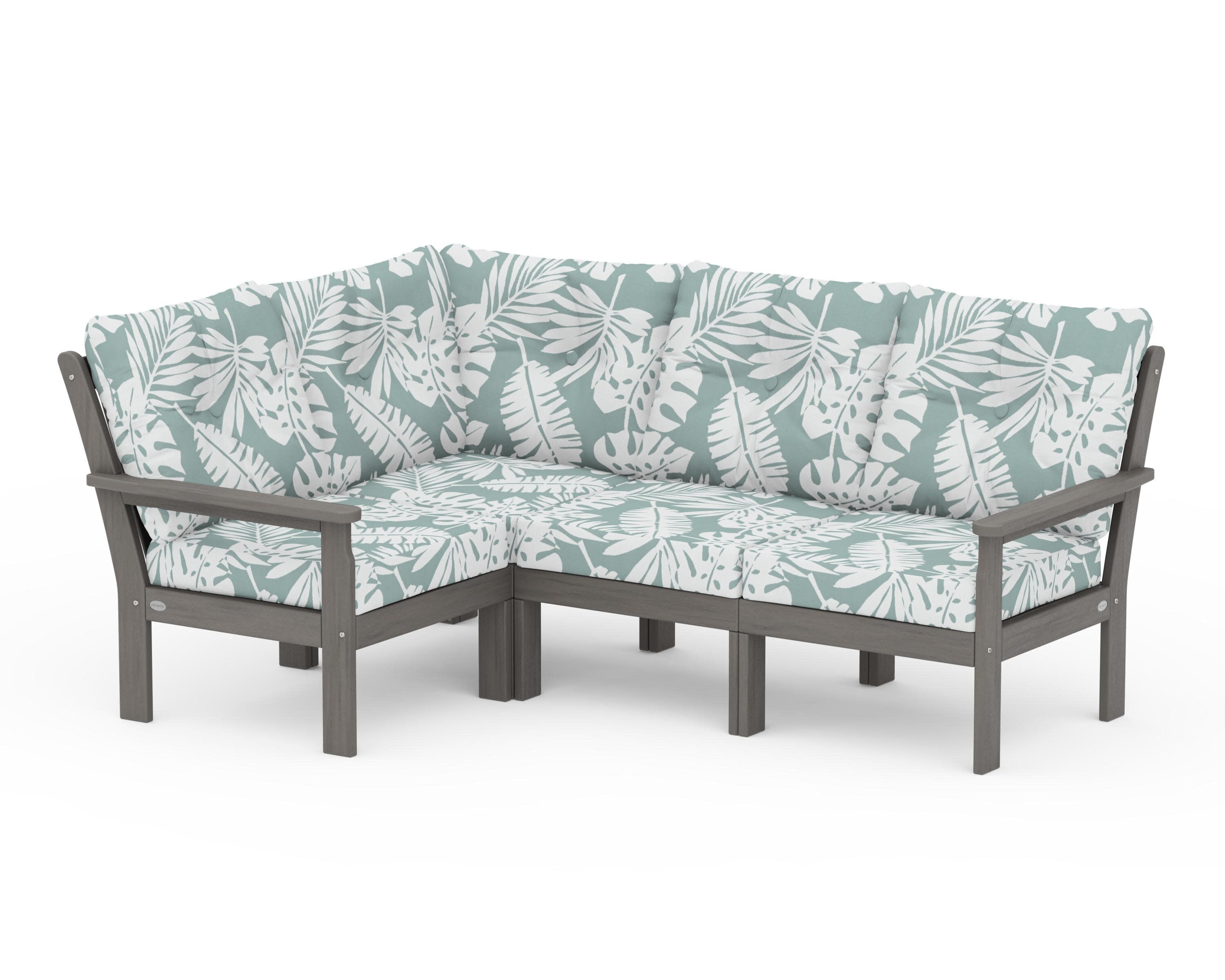 Vineyard 4-Piece Sectional in Driftwood / Leaf Glacier Spa