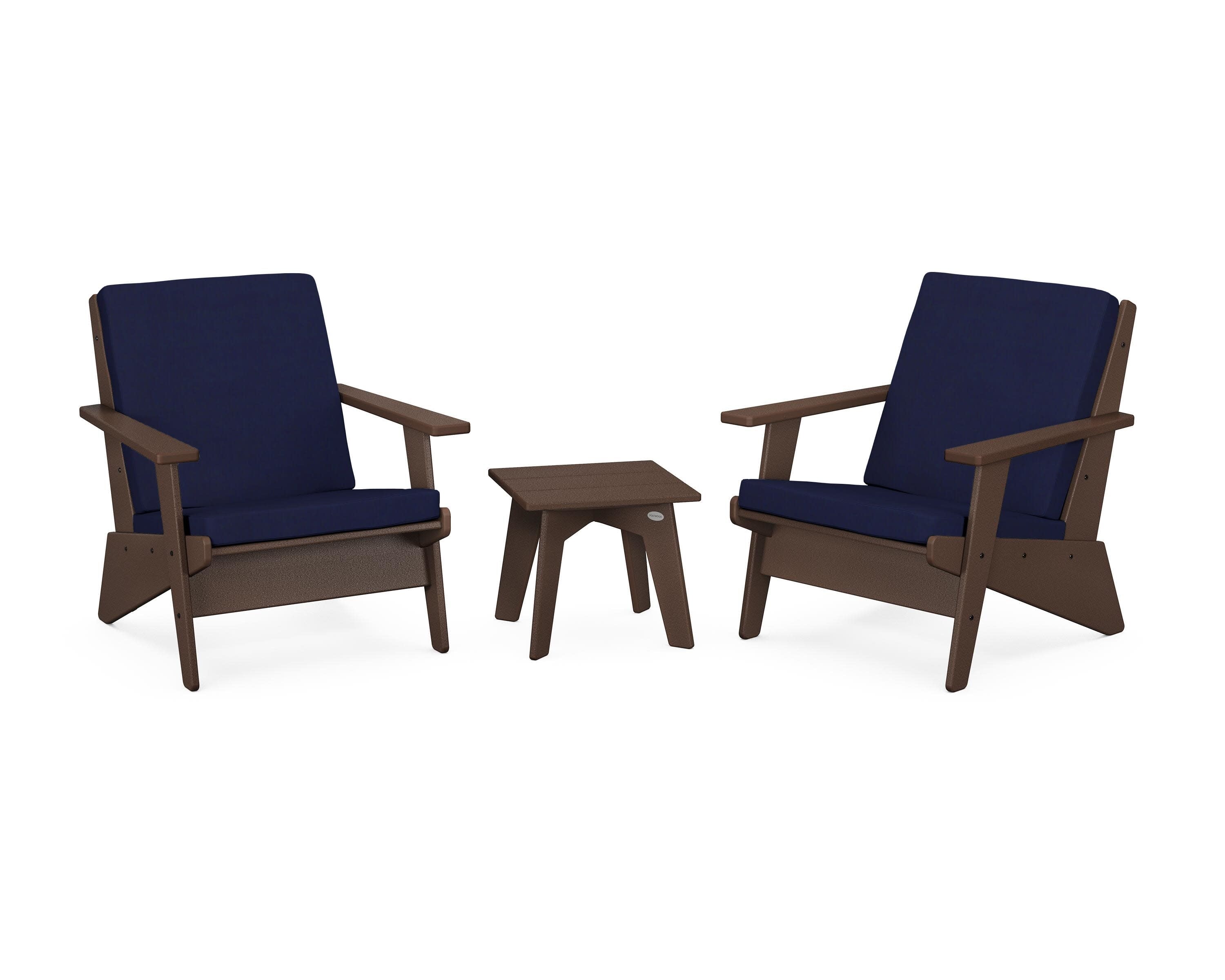 Riviera Modern Lounge 3-Piece Set in Mahogany / Navy
