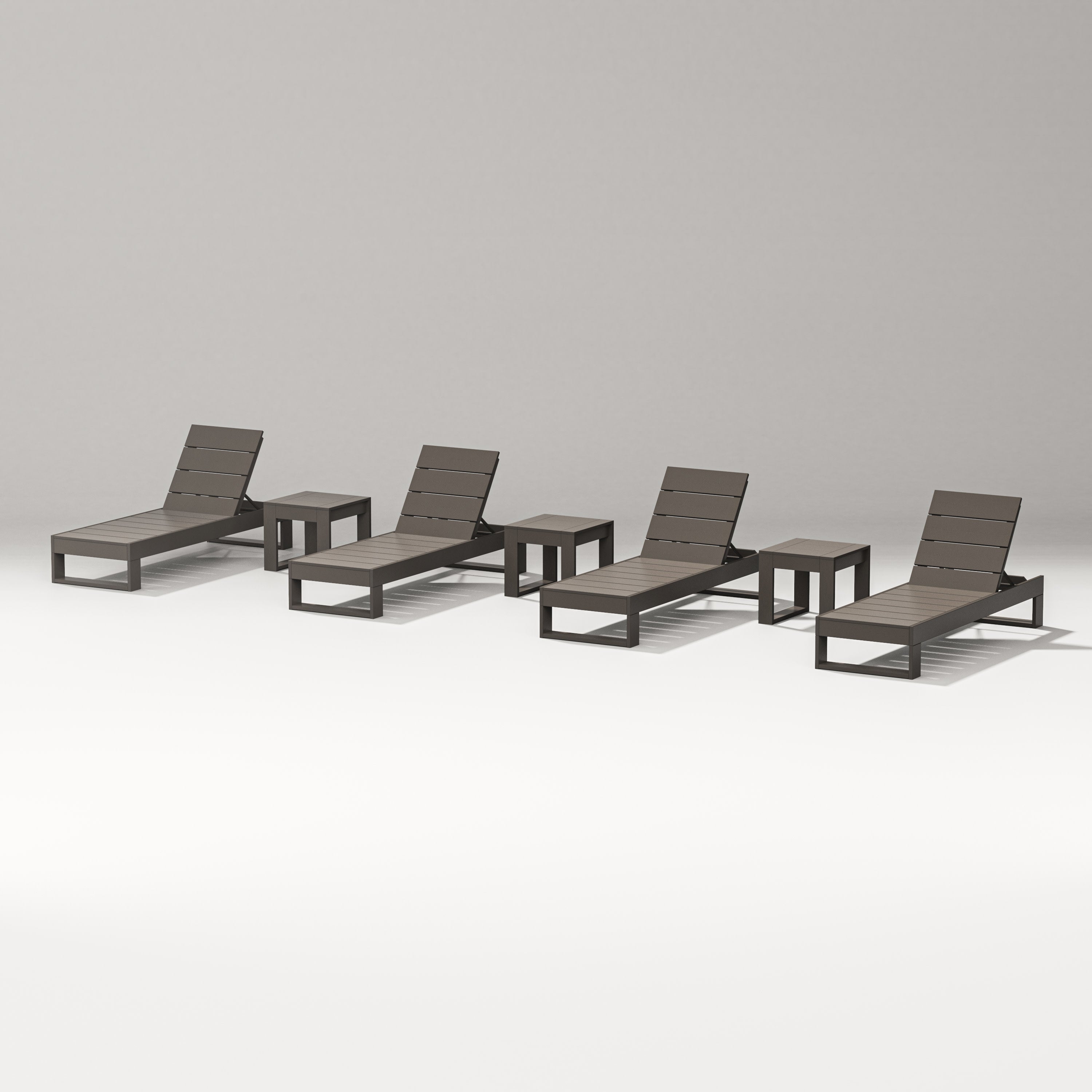 Latitude 7-Piece Lounge Chaise Set in Vintage Coffee