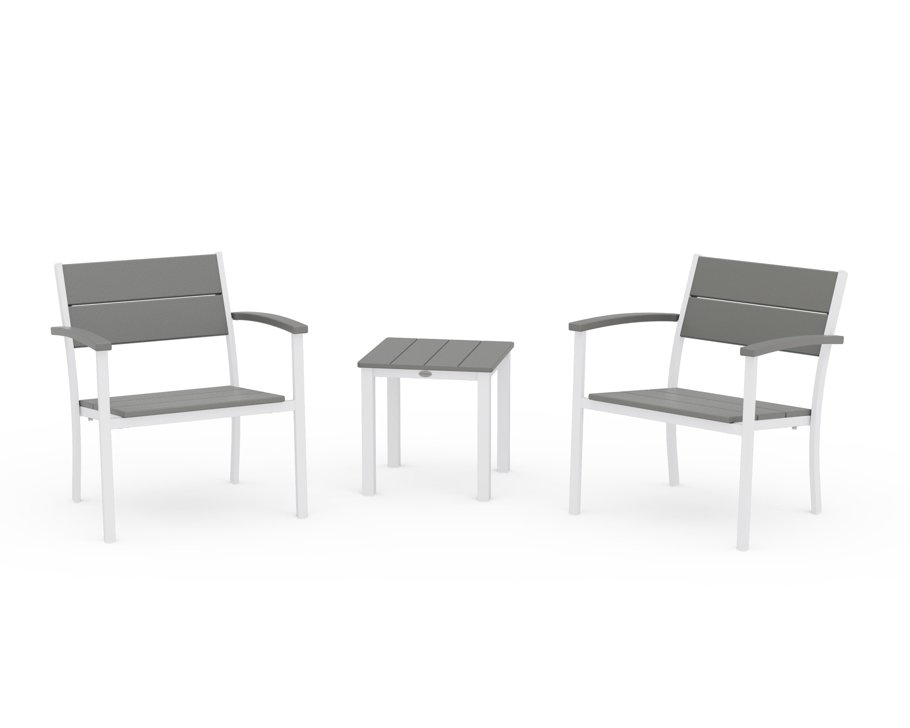 Main Street 3-Piece Lounge Chair Set in White / Slate Grey