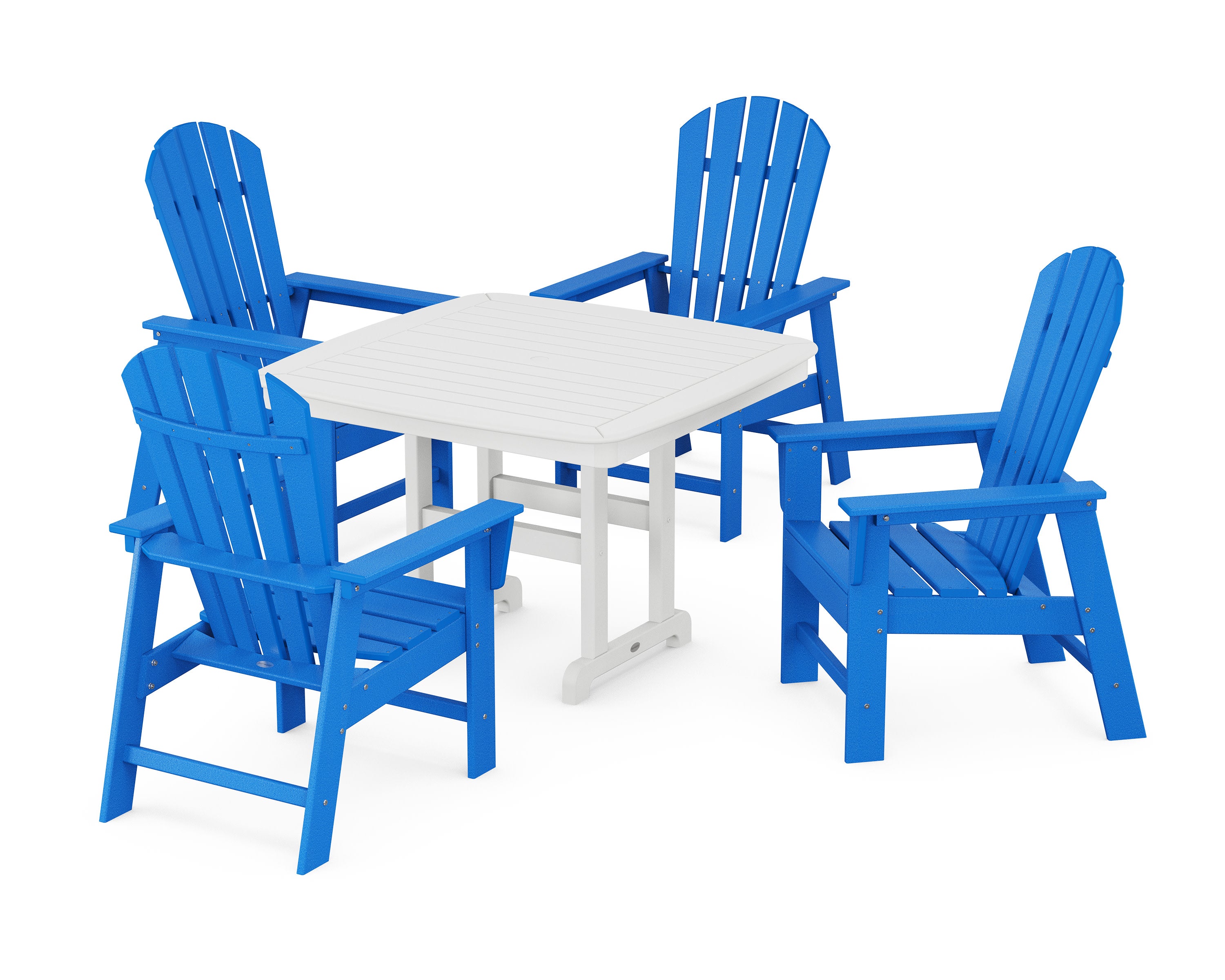 South Beach 5-Piece Dining Set with Trestle Legs in Pacific Blue / White