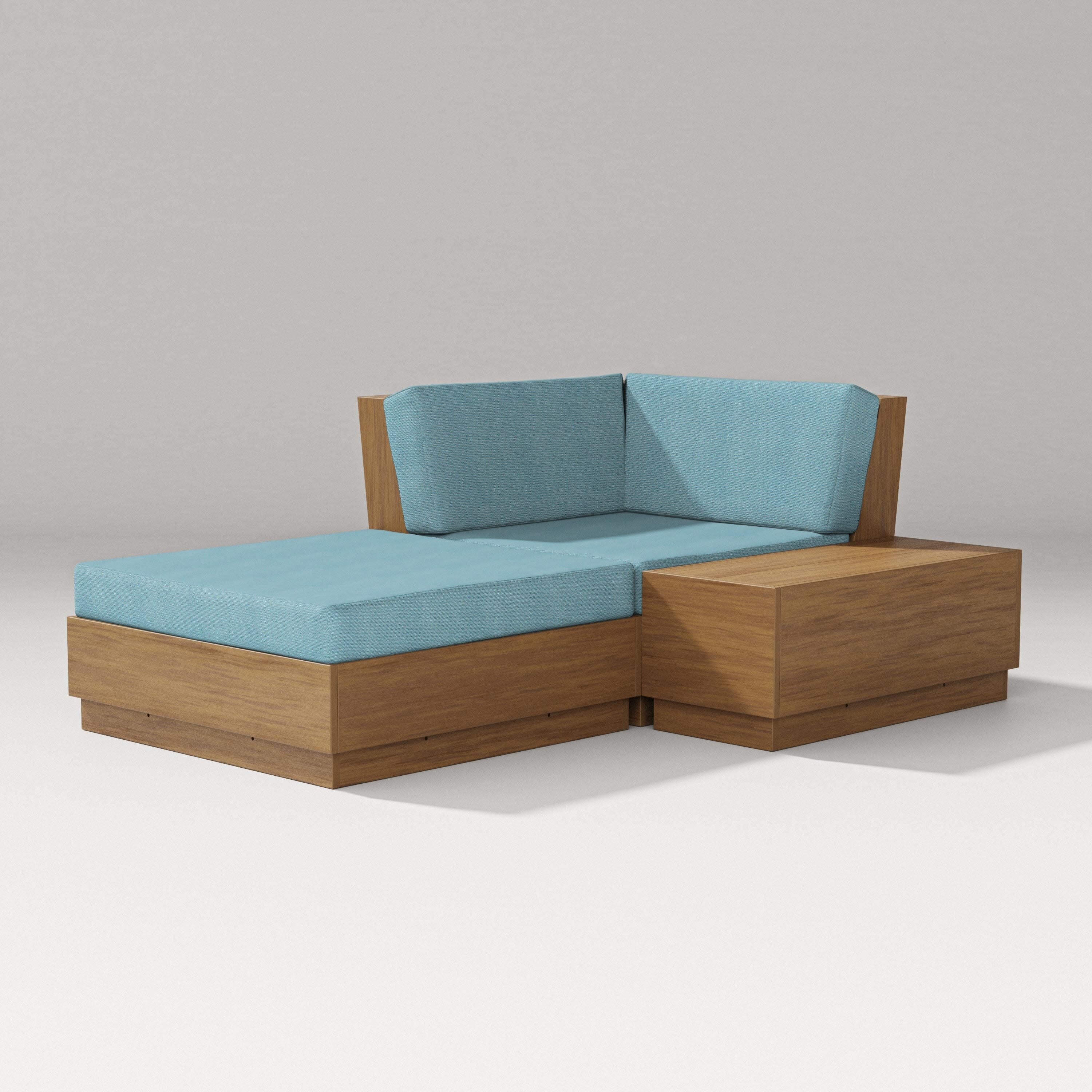 Elevate Corner Chaise in Natural / Lattice Sky Blue
