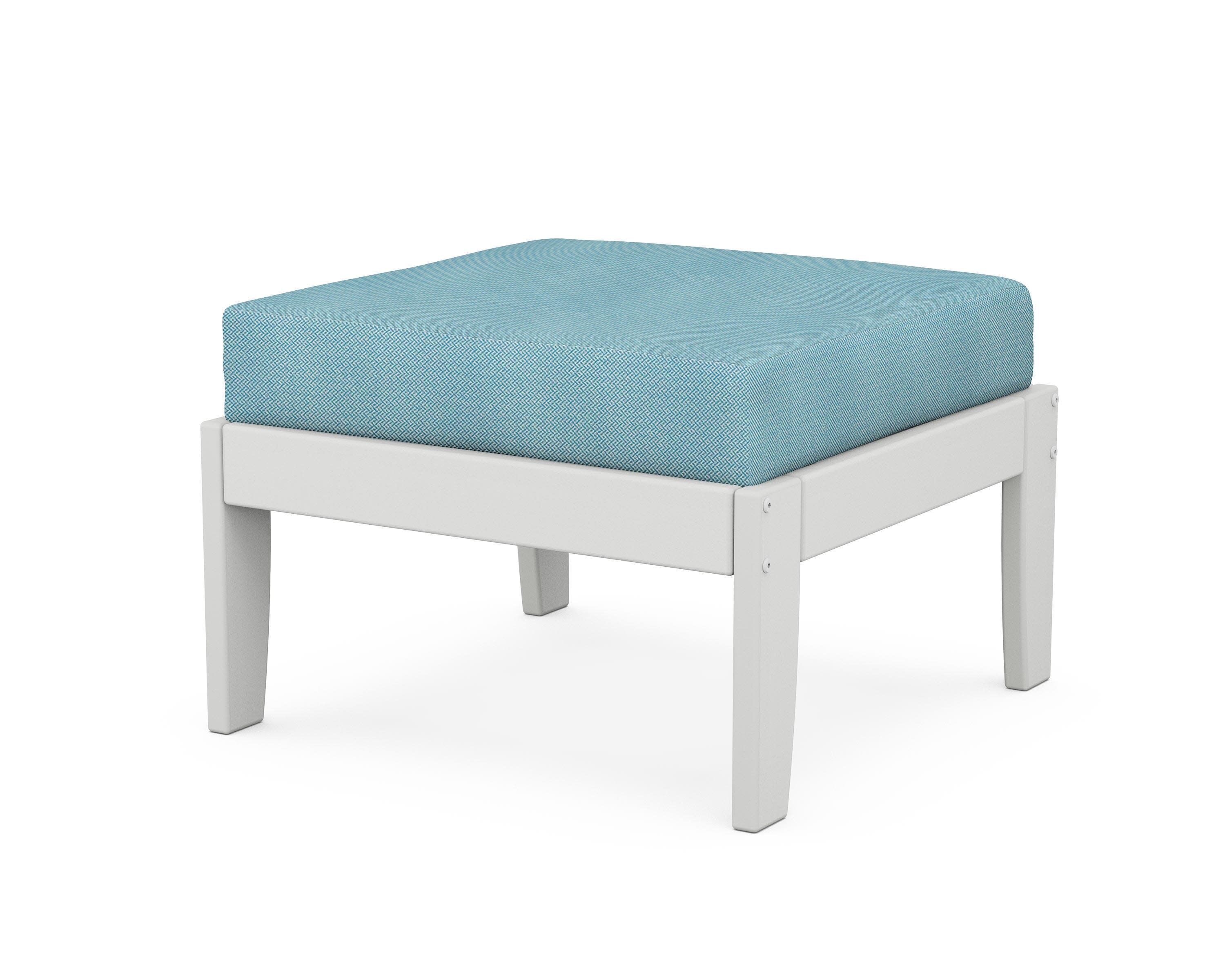 Modular Ottoman - Classic in White / Lattice Sky Blue