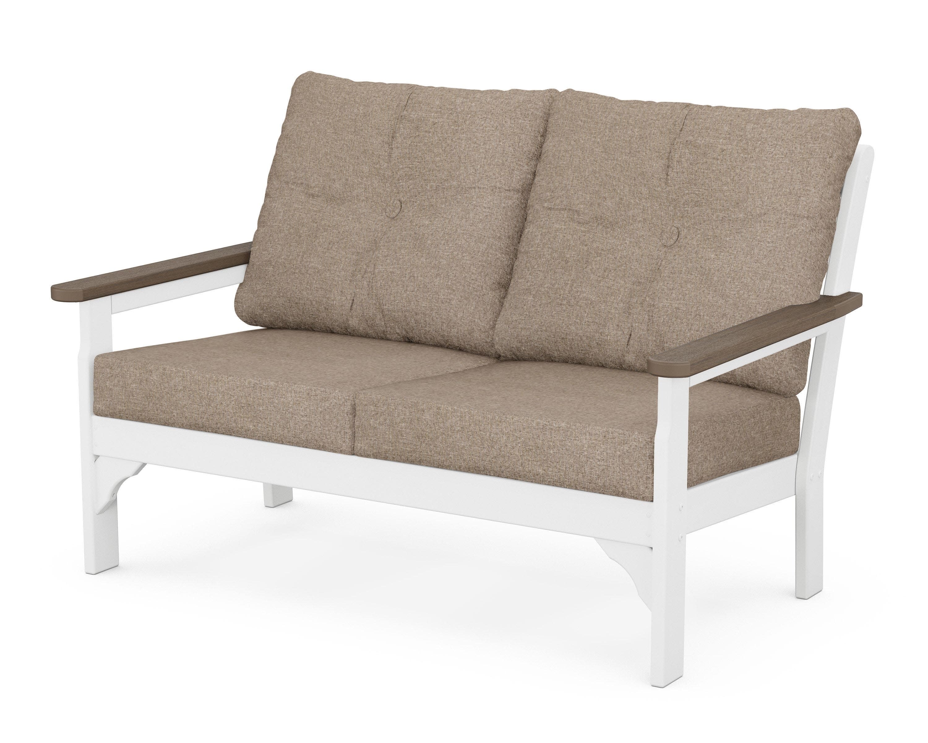 Vineyard Deep Seating Loveseat in White / Kona / Spiced Burlap