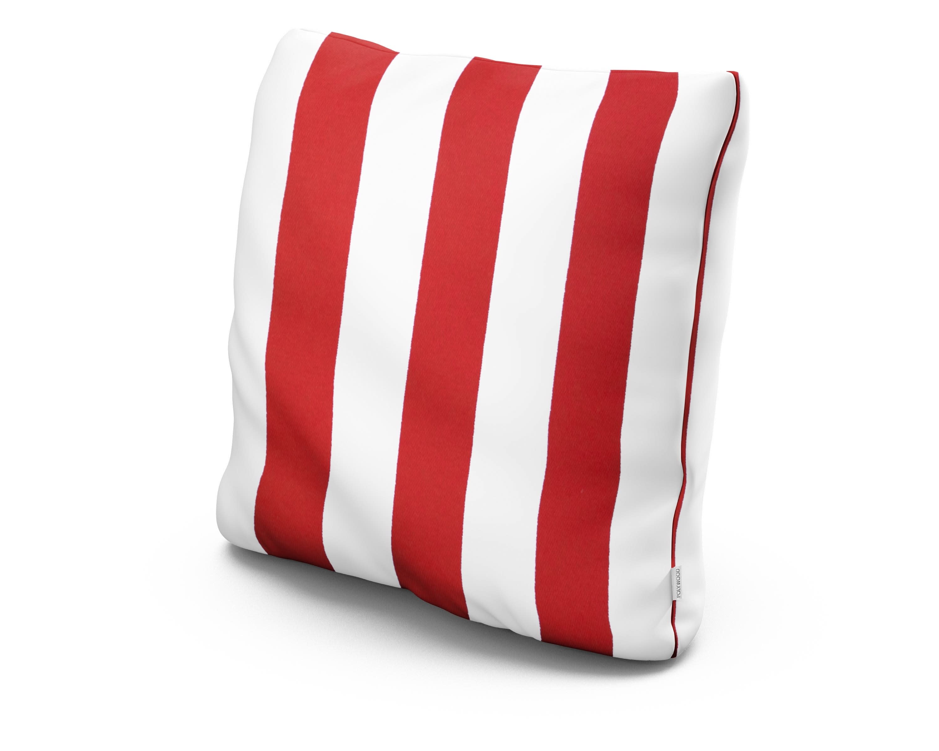 22" Outdoor Throw Pillow in Cabana Stripe Crimson