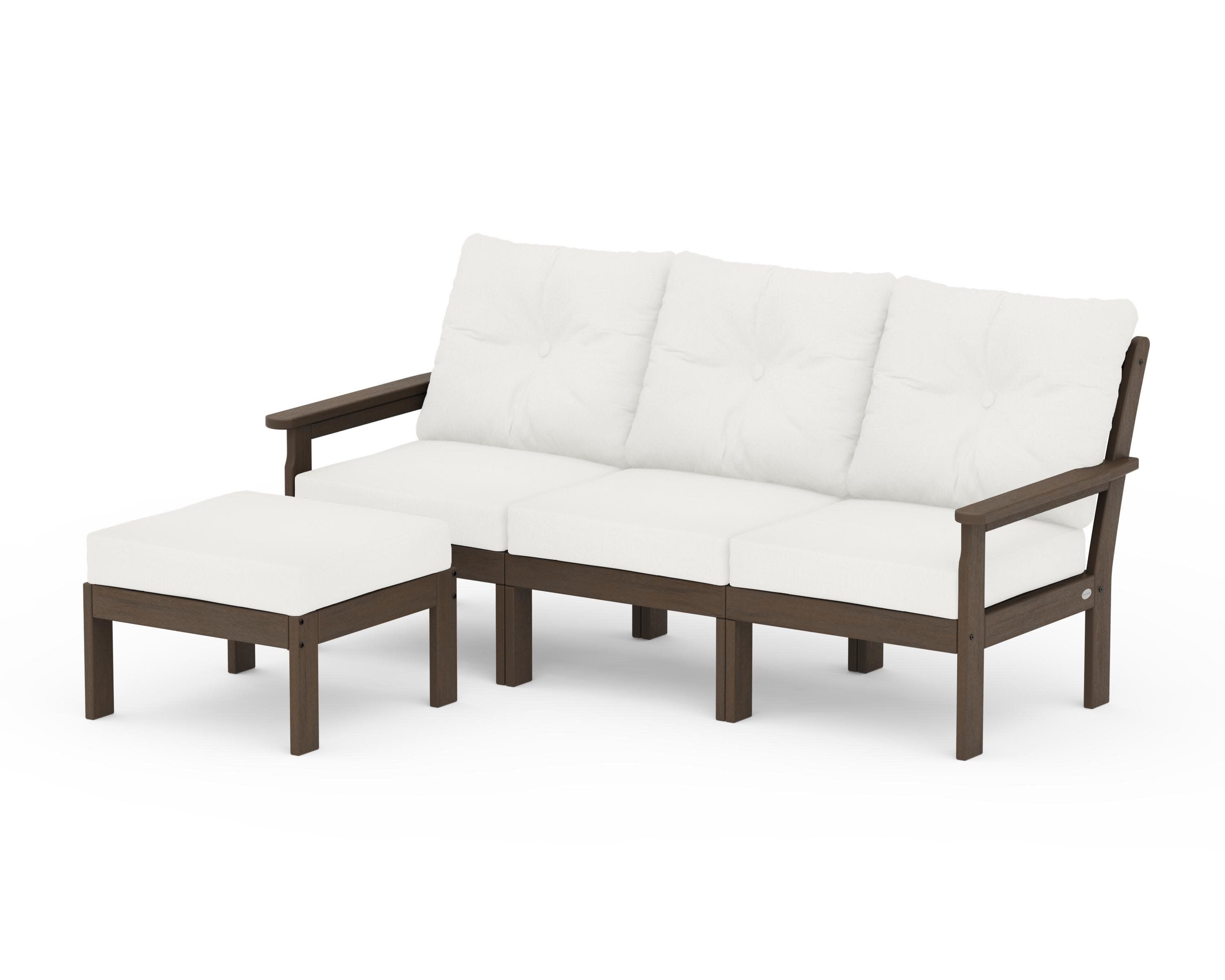 Vineyard 4-Piece Sectional with Ottoman in Kona / Natural Linen