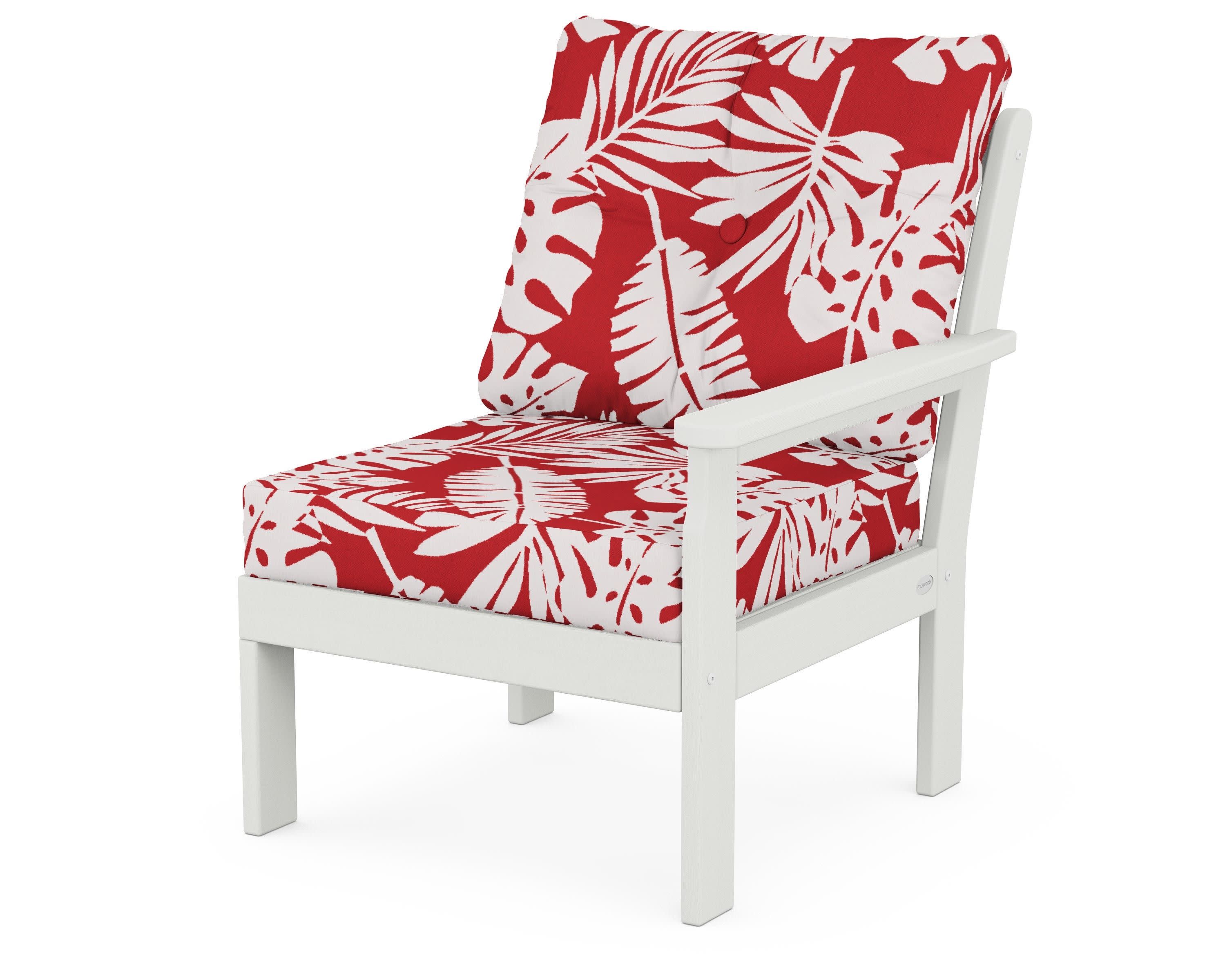 Vineyard Modular Right Arm Chair in Vintage White / Leaf Crimson