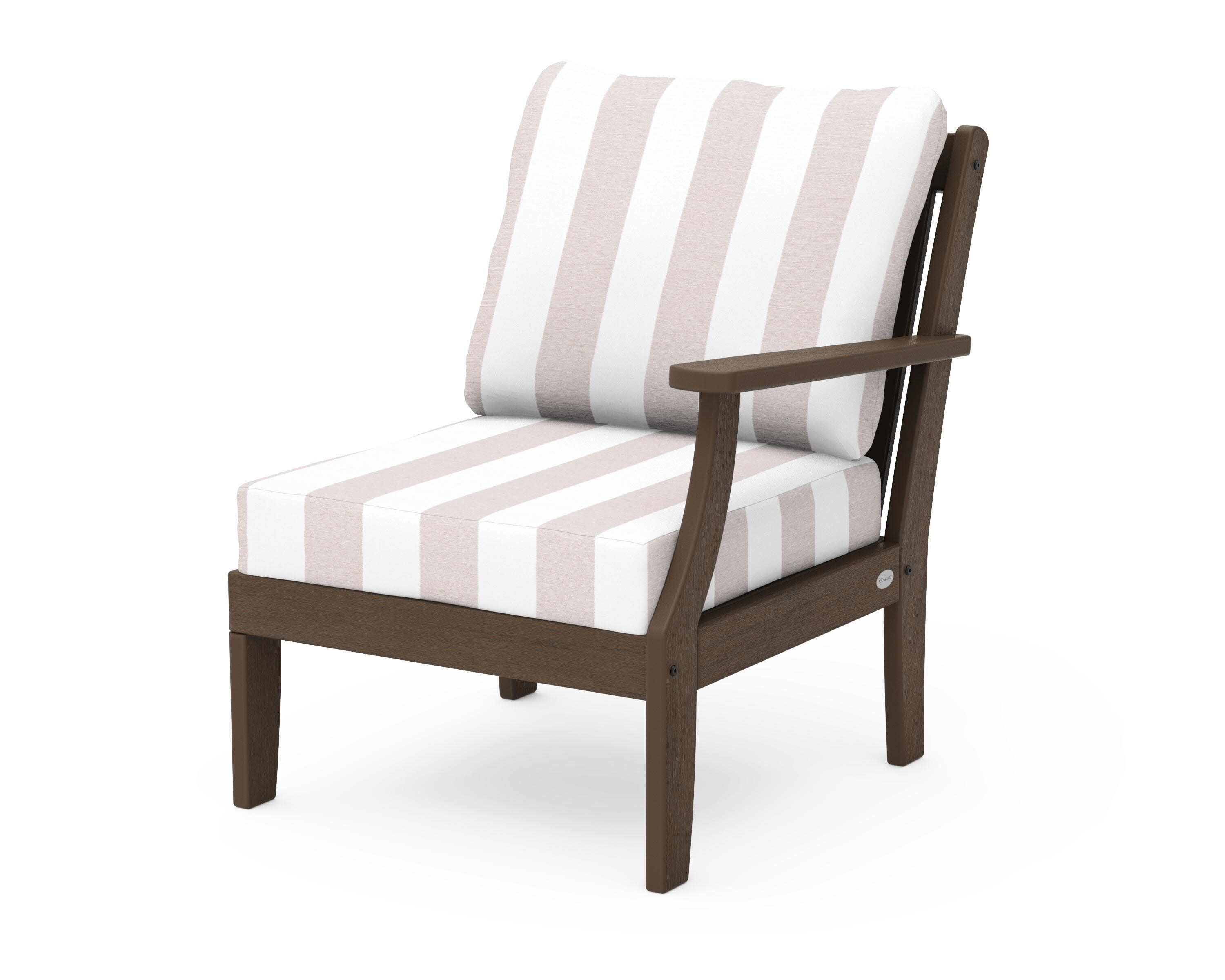 Braxton Modular Right Arm Chair in Kona / Cabana Stripe Dune Burlap